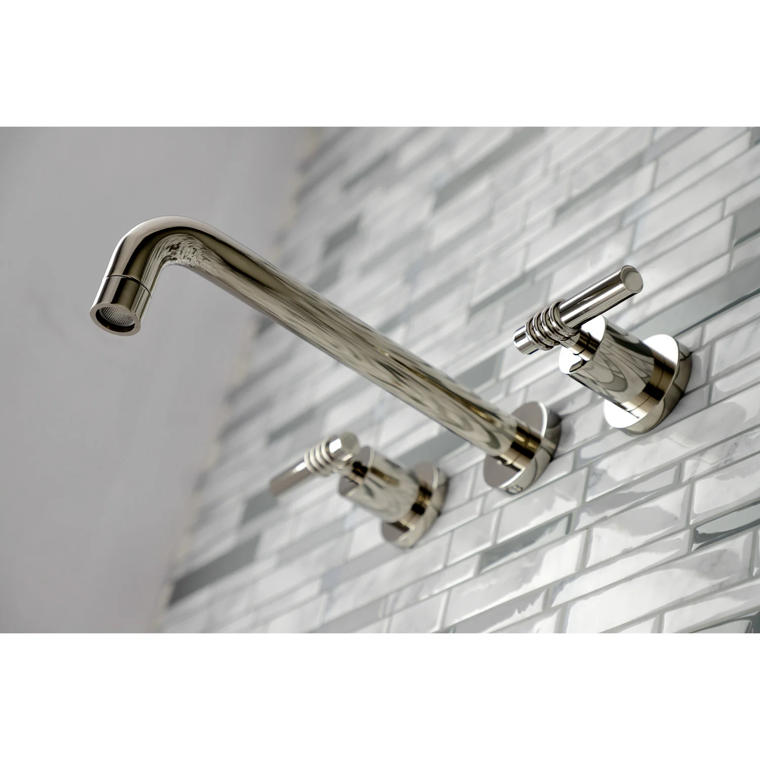 Kingston Sona KS8026ML - Milano Two-Handle 3-Hole Wall Mount Tub Faucet, Polished Nickel - Image 4