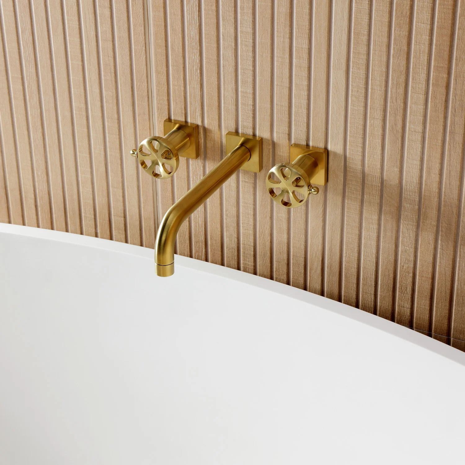 Kingston Sona KS8027RX - Belknap Two-Handle 3-Hole Wall Mount Tub Faucet, Brushed Brass - Image 5