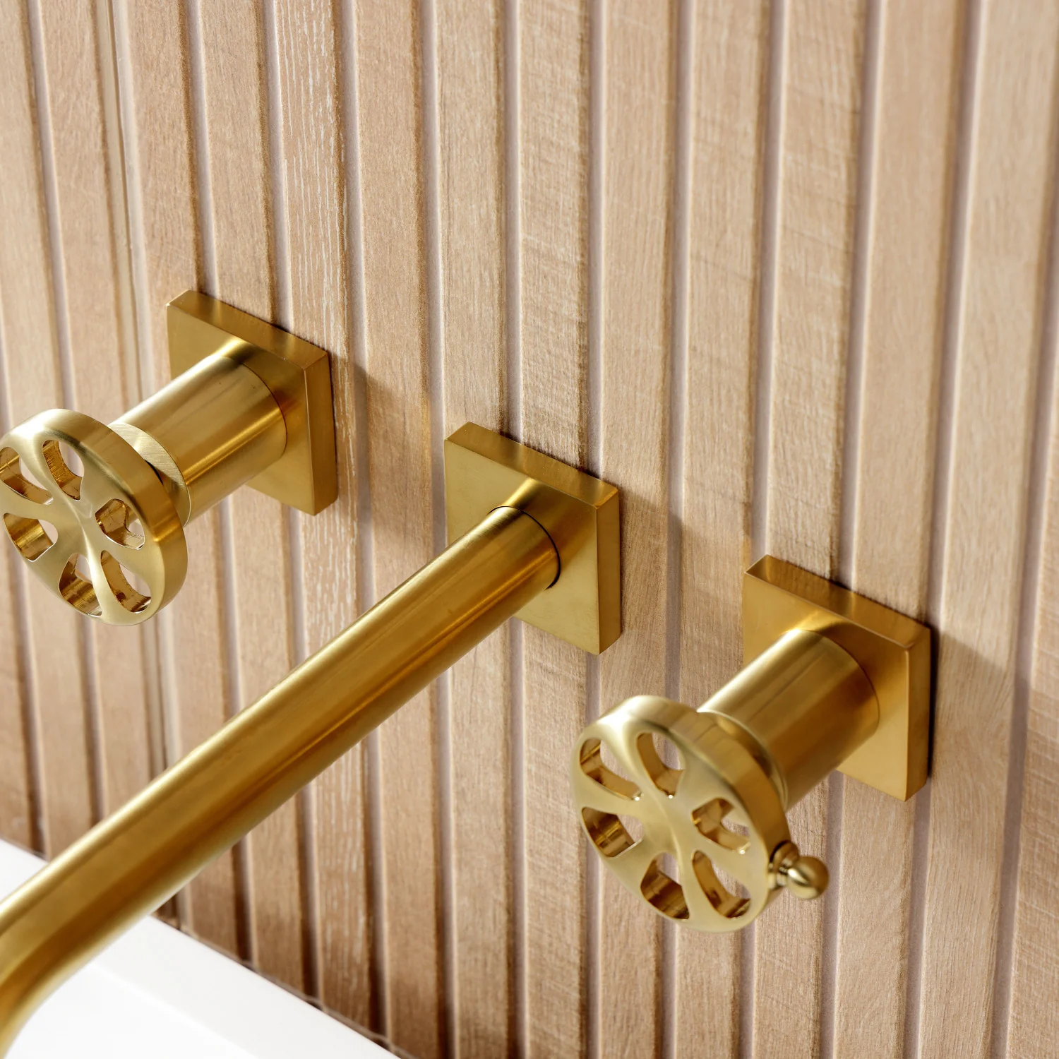 Kingston Sona KS8027RX - Belknap Two-Handle 3-Hole Wall Mount Tub Faucet, Brushed Brass - Image 7