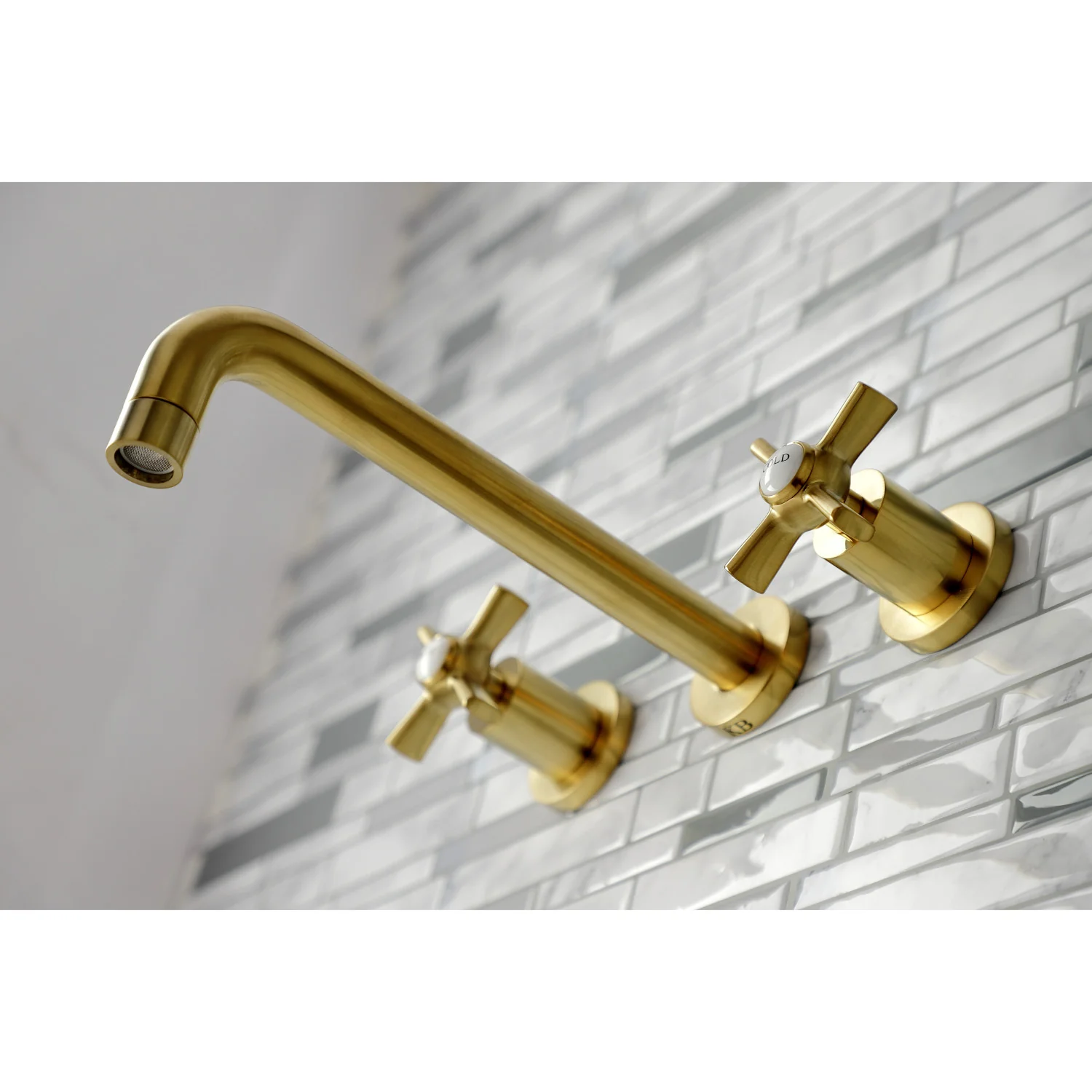 Kingston Sona KS8027ZX - Millennium Two-Handle 3-Hole Wall Mount Tub Faucet, Brushed Brass - Image 4