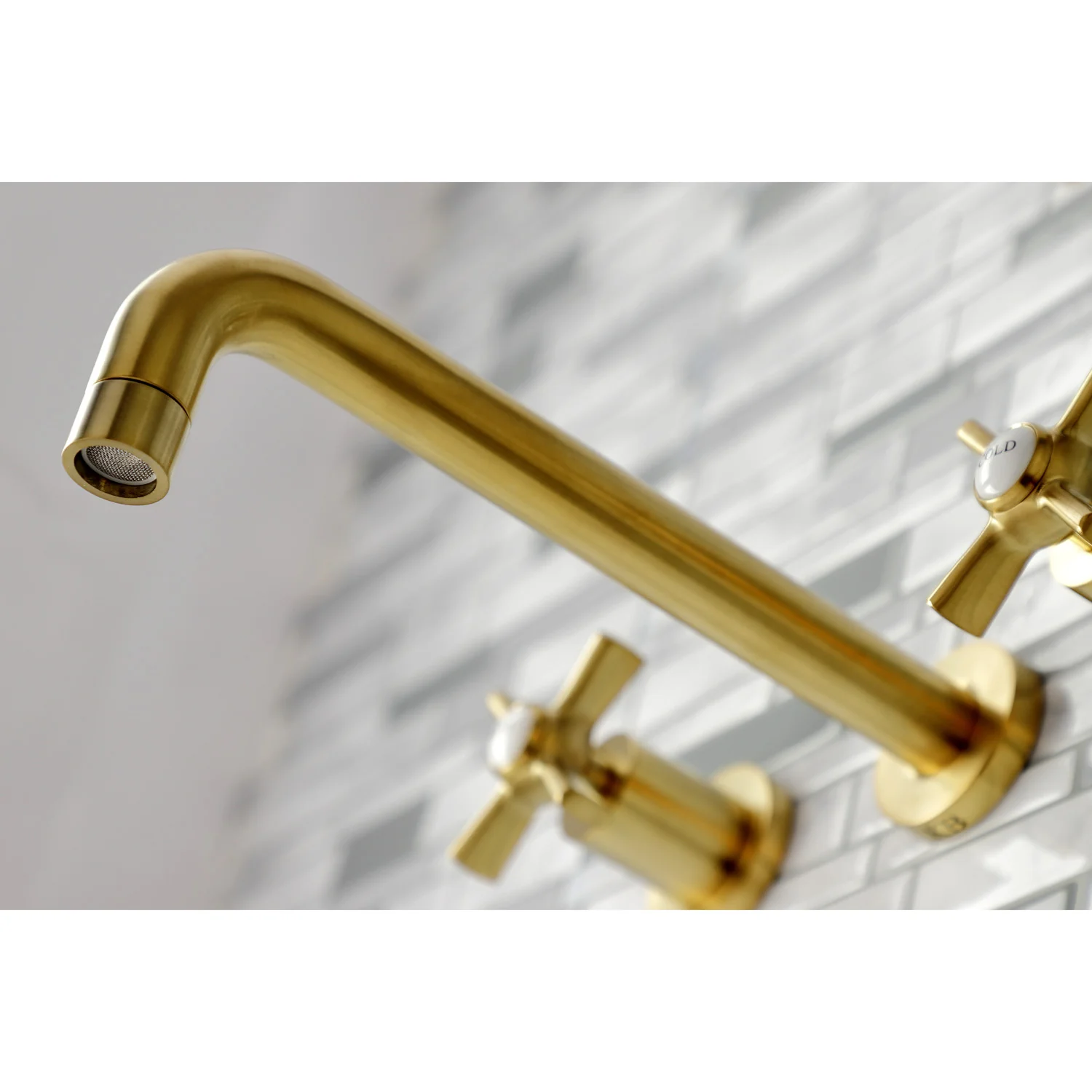 Kingston Sona KS8027ZX - Millennium Two-Handle 3-Hole Wall Mount Tub Faucet, Brushed Brass - Image 5