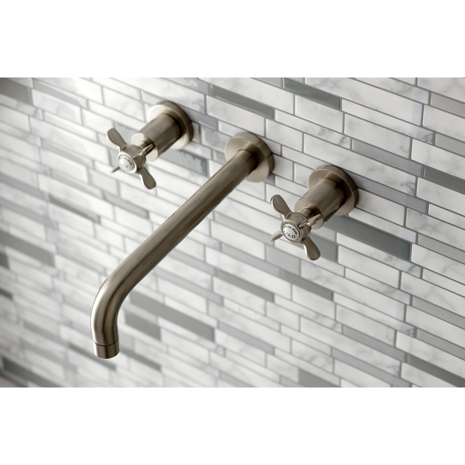 Kingston Tulare KS8028BEX - Essex Two-Handle 3-Hole Wall Mount Tub Faucet, Brushed Nickel - Image 5