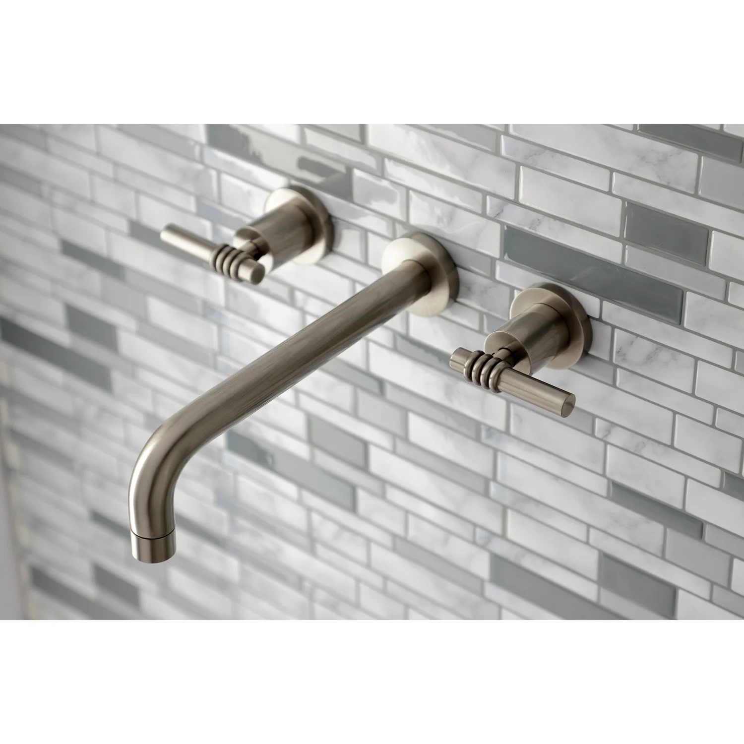 Kingston Sona KS8028ML - Milano Two-Handle 3-Hole Wall Mount Tub Faucet, Brushed Nickel - Image 2