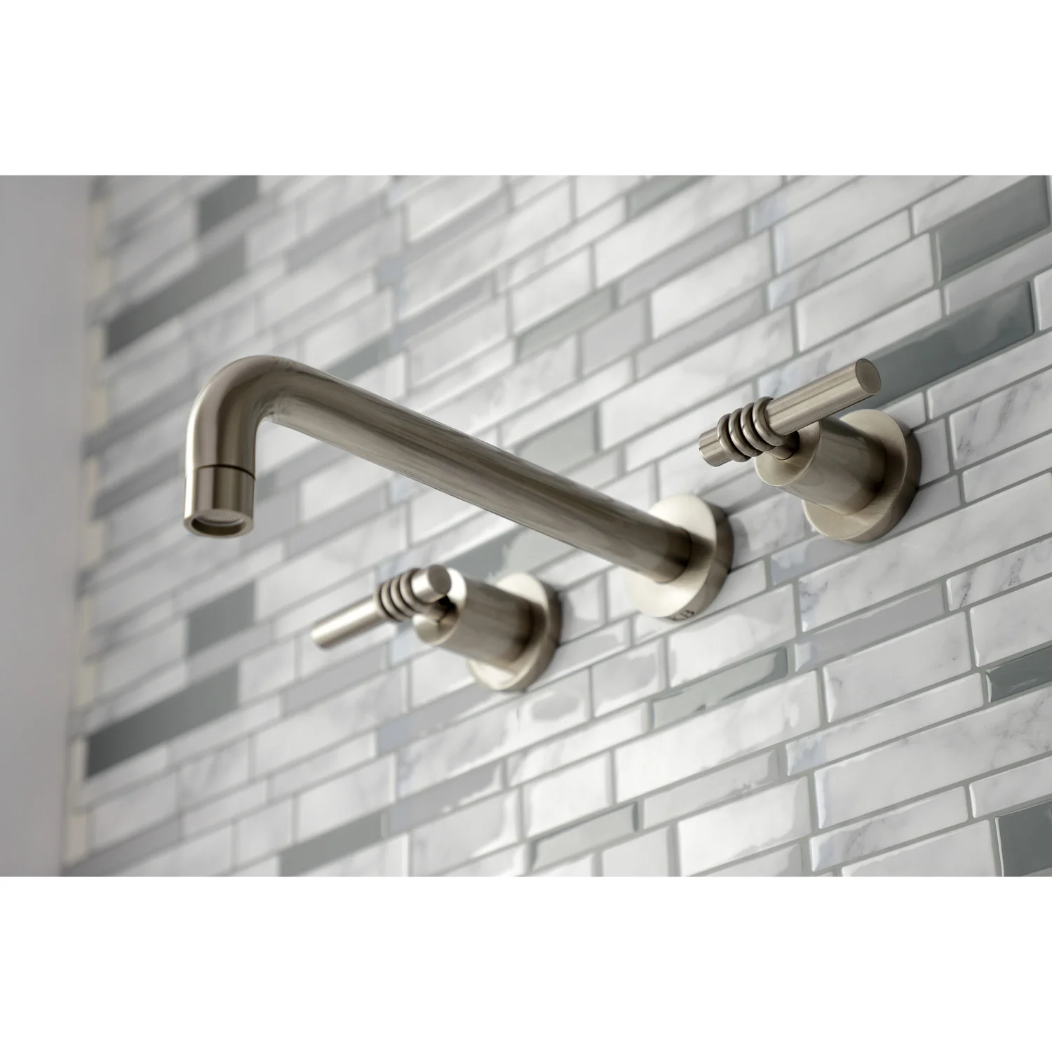 Kingston Sona KS8028ML - Milano Two-Handle 3-Hole Wall Mount Tub Faucet, Brushed Nickel - Image 3