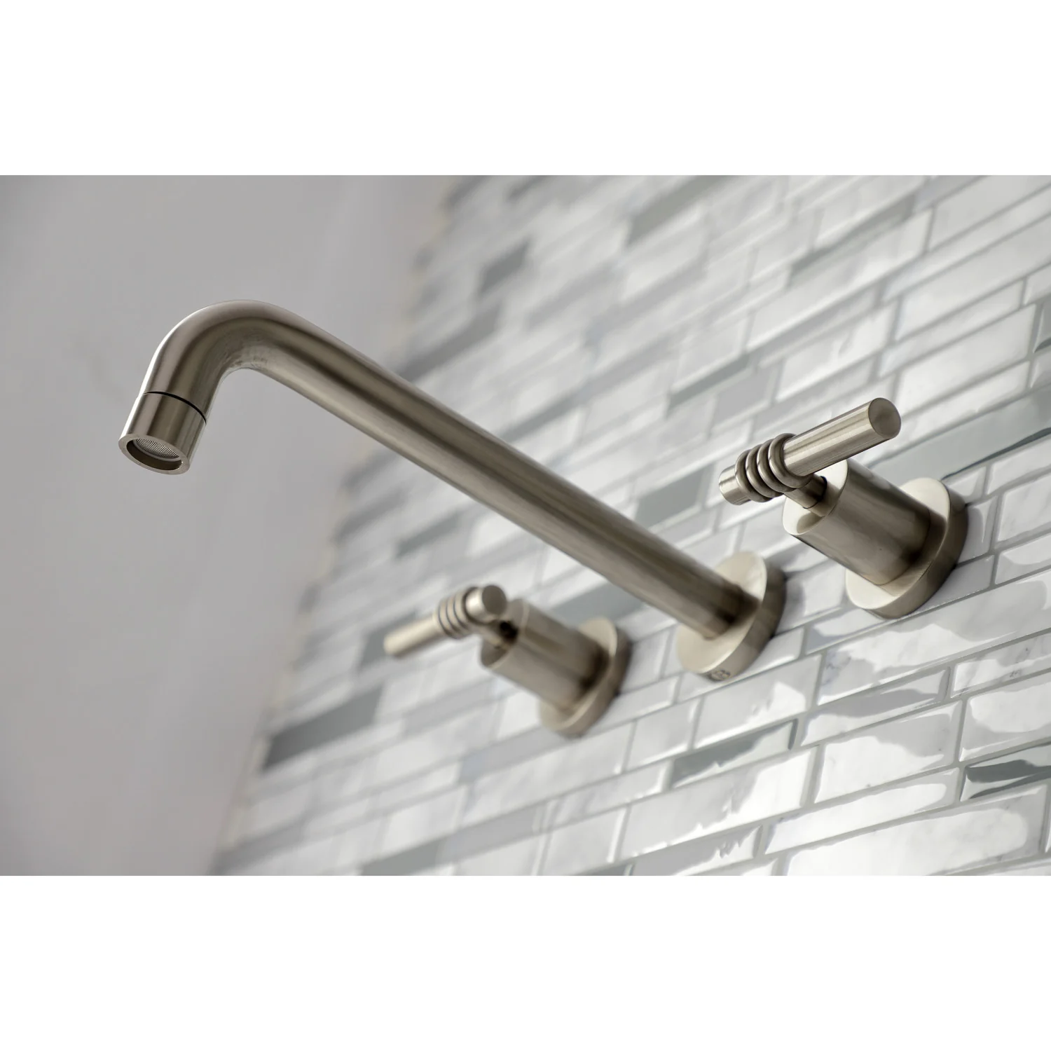 Kingston Sona KS8028ML - Milano Two-Handle 3-Hole Wall Mount Tub Faucet, Brushed Nickel - Image 4