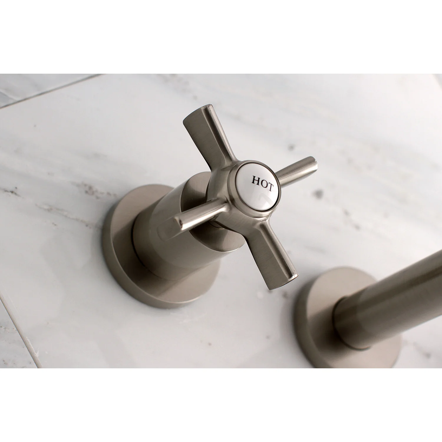 Kingston Sona KS8028ZX - Millennium Two-Handle 3-Hole Wall Mount Tub Faucet, Brushed Nickel - Image 2