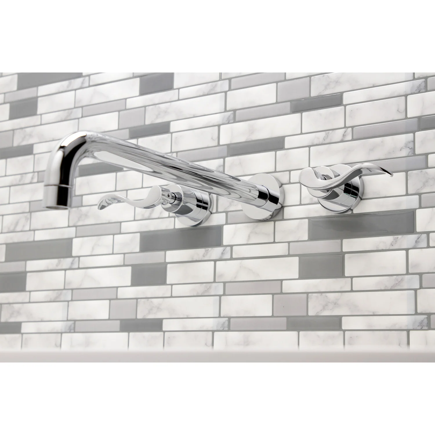 Kingston Sona KS8041DFL - NuWave Two-Handle 3-Hole Wall Mount Tub Faucet, Polished Chrome - Image 4