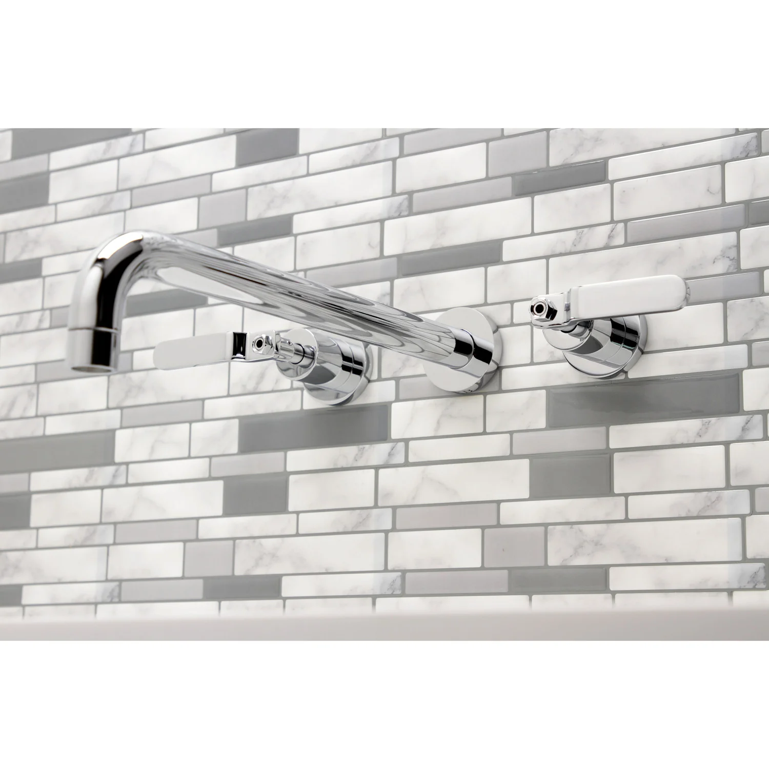 Kingston Sona KS8041KL - Whitaker Two-Handle 3-Hole Wall Mount Tub Faucet, Polished Chrome - Image 4
