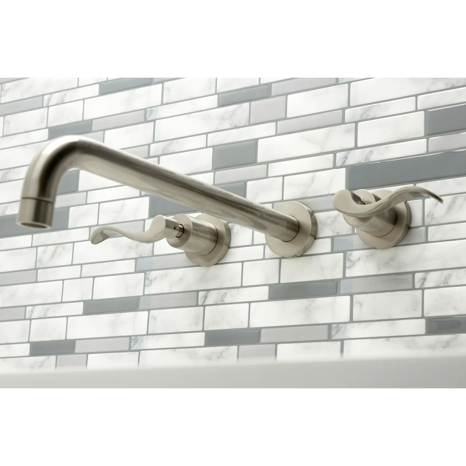 Kingston Sona KS8048DFL - NuWave Two-Handle 3-Hole Wall Mount Tub Faucet, Brushed Nickel - Image 4