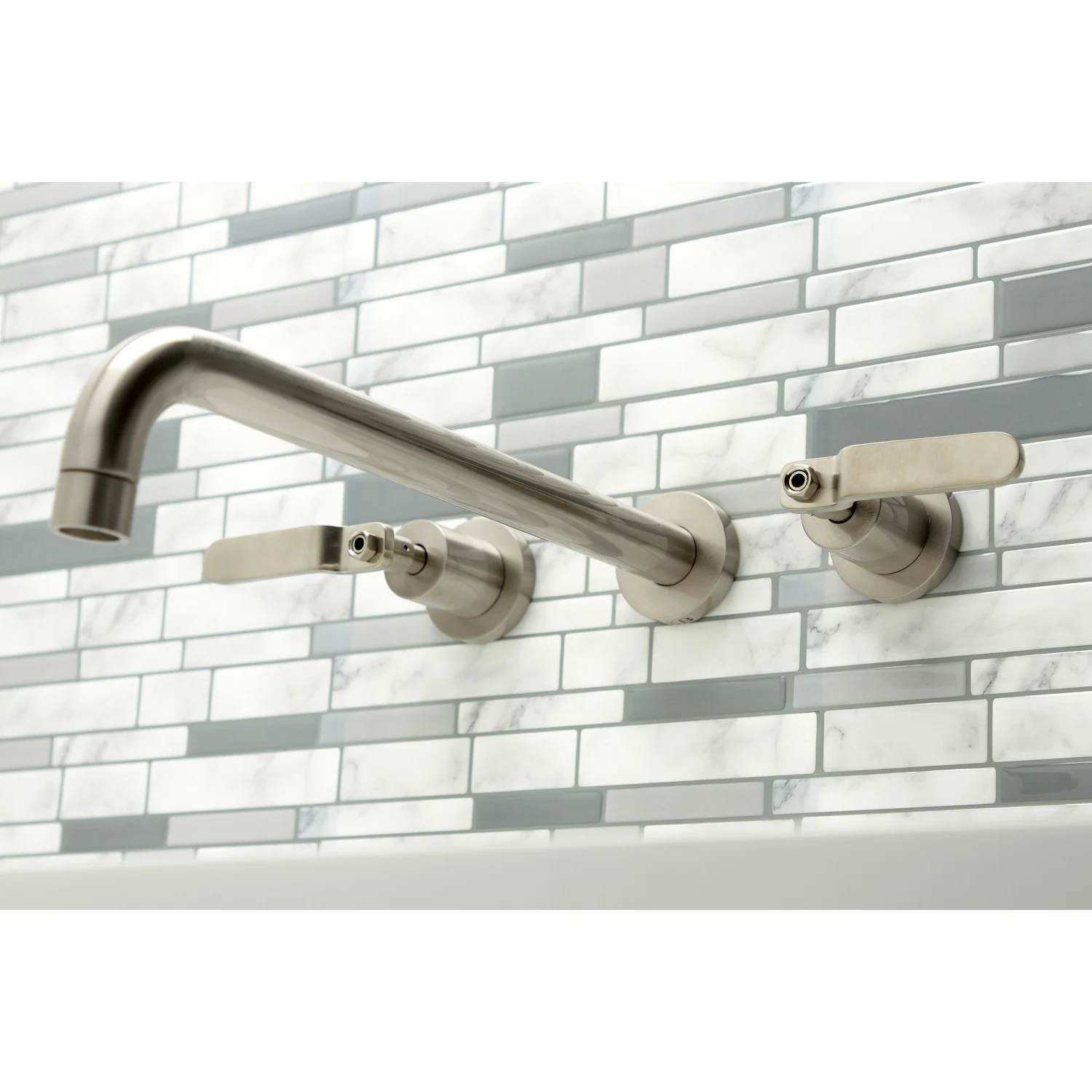 Kingston Sona KS8048KL - Whitaker Two-Handle 3-Hole Wall Mount Tub Faucet, Brushed Nickel - Image 4