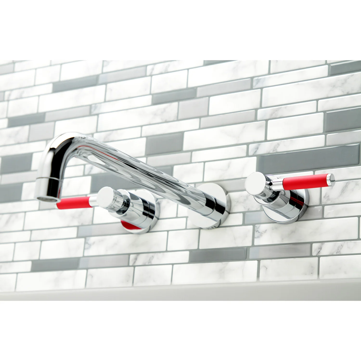 Kingston Sona KS8051DKL - Kaiser Two-Handle 3-Hole Wall Mount Tub Faucet, Polished Chrome - Image 4