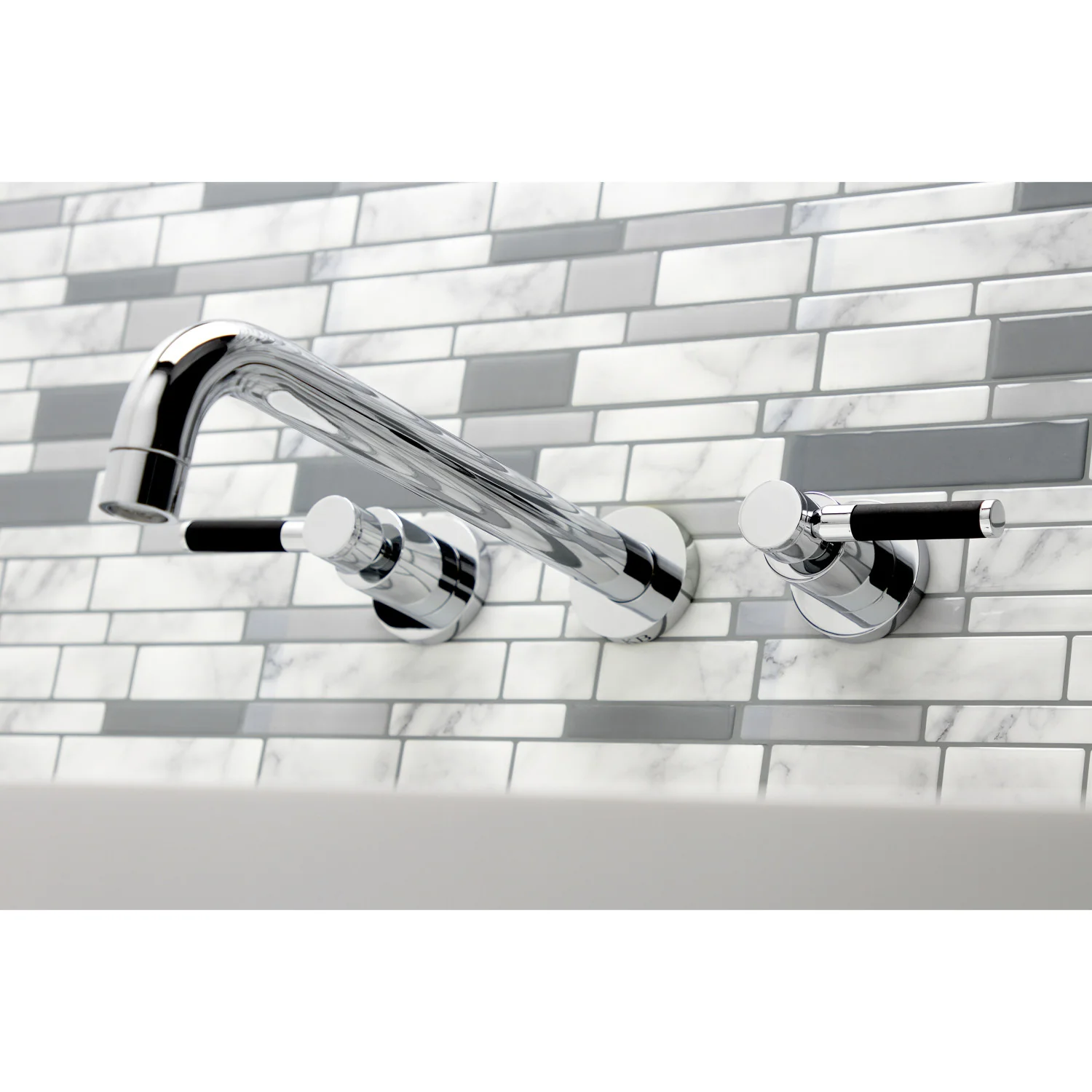 Kingston Sona KS8051DKL - Kaiser Two-Handle 3-Hole Wall Mount Tub Faucet, Polished Chrome - Image 6