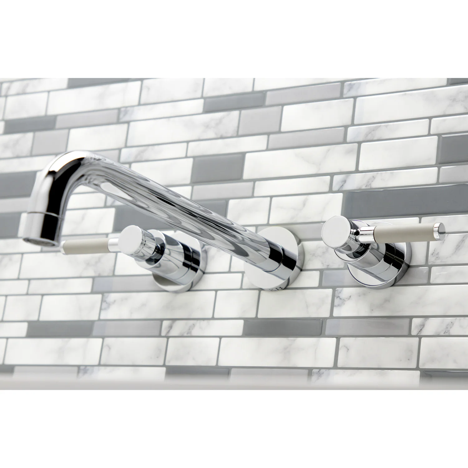 Kingston Sona KS8051DKL - Kaiser Two-Handle 3-Hole Wall Mount Tub Faucet, Polished Chrome - Image 7