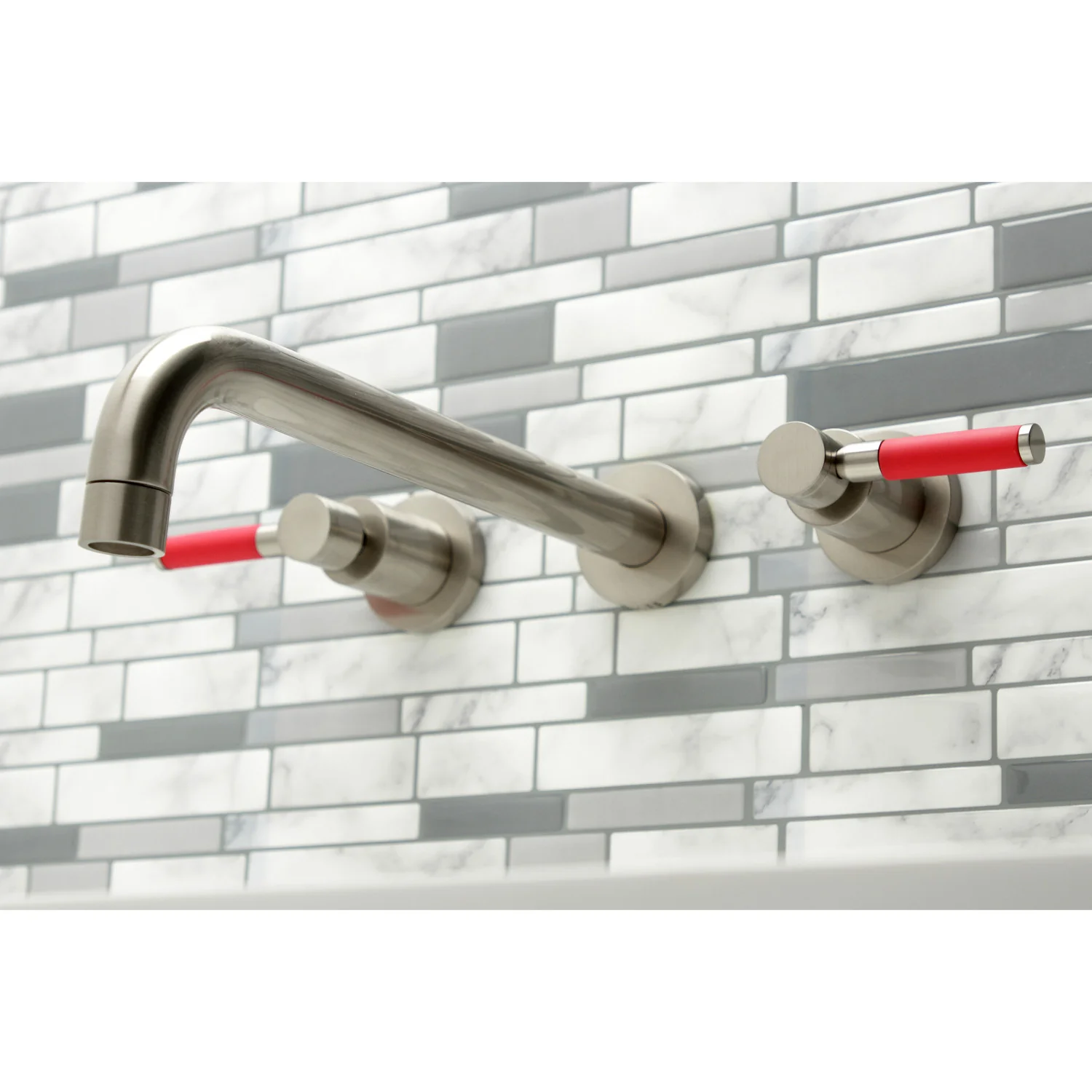 Kingston Sona KS8058DKL - Kaiser Two-Handle 3-Hole Wall Mount Tub Faucet, Brushed Nickel - Image 4