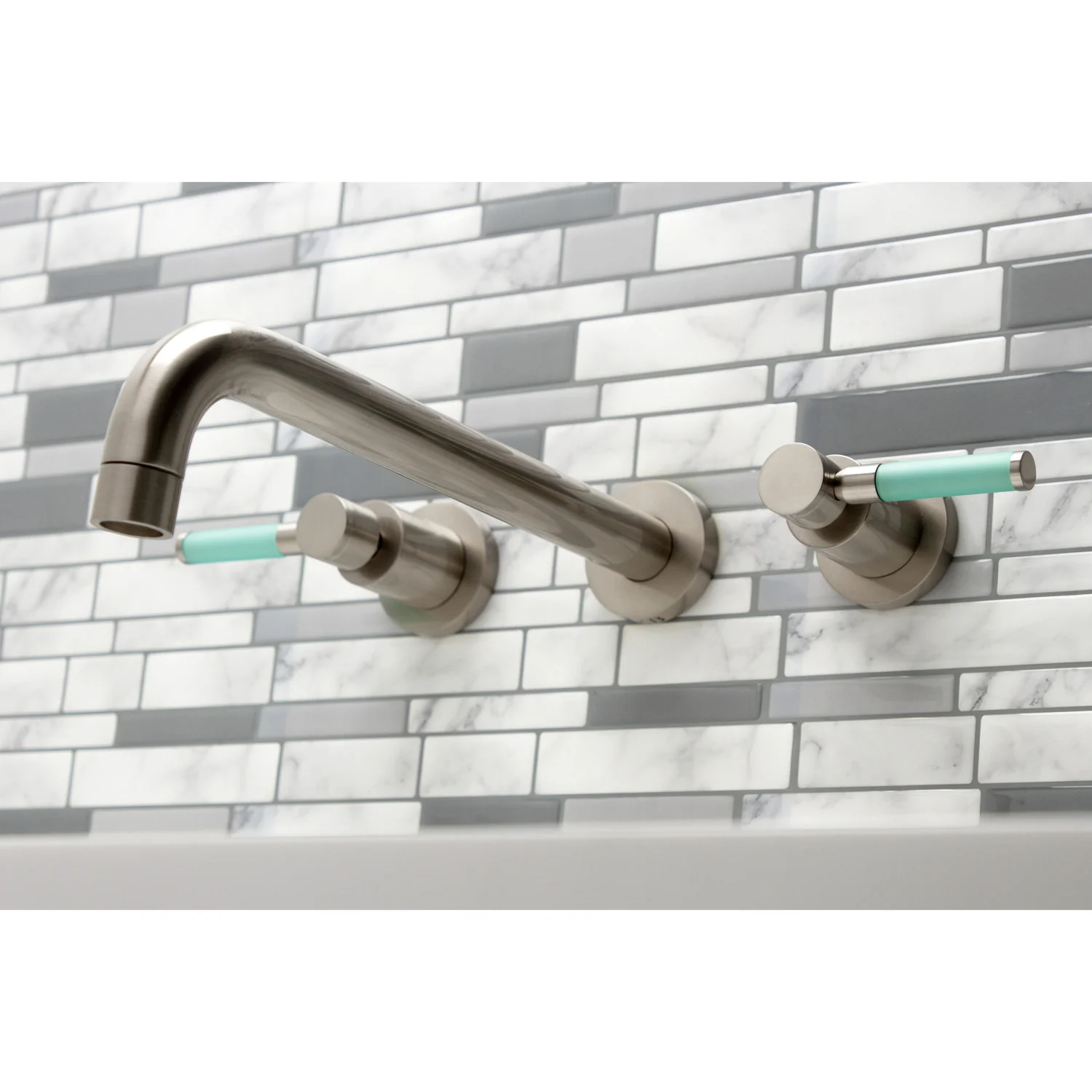 Kingston Sona KS8058DKL - Kaiser Two-Handle 3-Hole Wall Mount Tub Faucet, Brushed Nickel - Image 5
