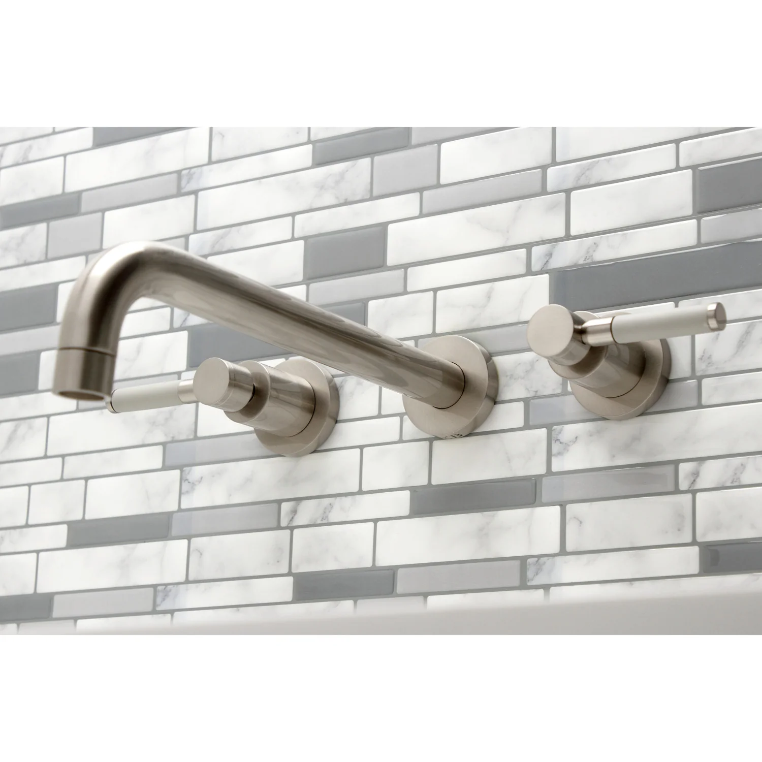 Kingston Sona KS8058DKL - Kaiser Two-Handle 3-Hole Wall Mount Tub Faucet, Brushed Nickel - Image 6