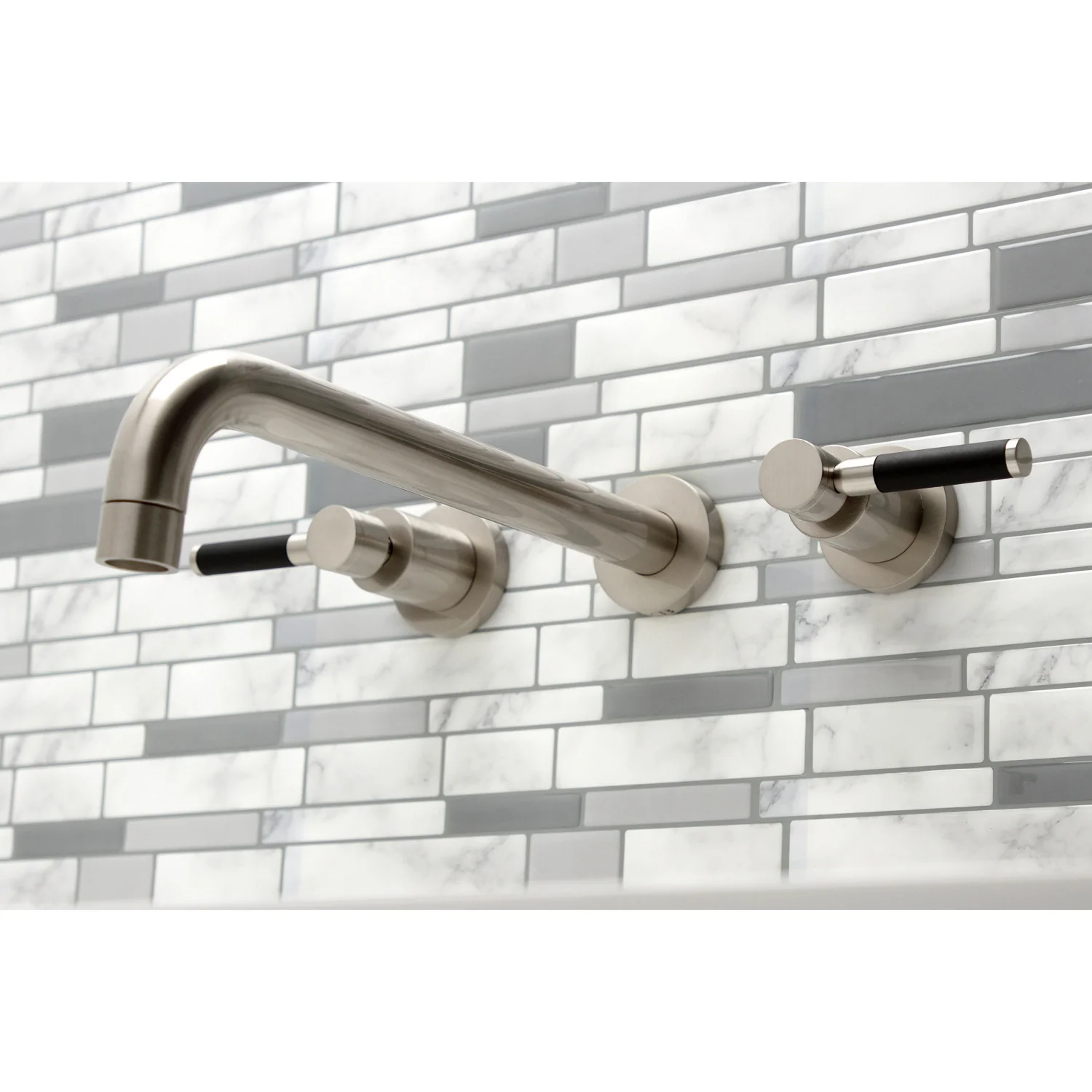 Kingston Sona KS8058DKL - Kaiser Two-Handle 3-Hole Wall Mount Tub Faucet, Brushed Nickel - Image 7