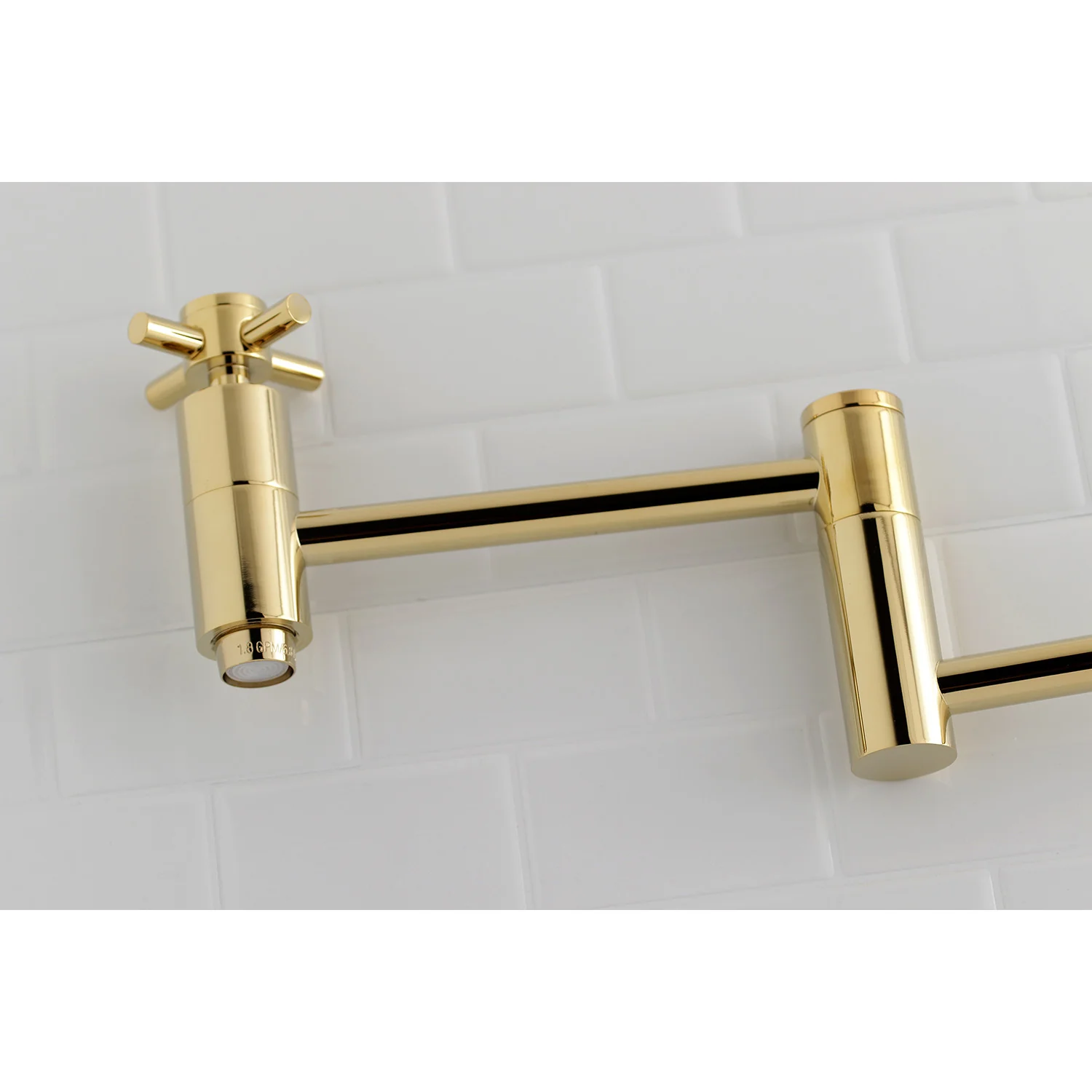 Kingston Sona KS8102DX - Concord Two-Handle 1-Hole Wall Mount Pot Filler Faucet, Polished Brass - Image 3