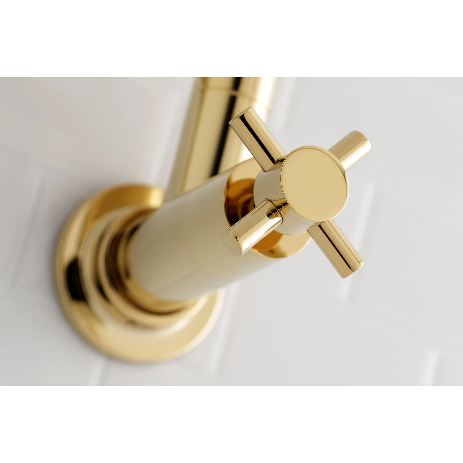 Kingston Sona KS8102DX - Concord Two-Handle 1-Hole Wall Mount Pot Filler Faucet, Polished Brass - Image 5