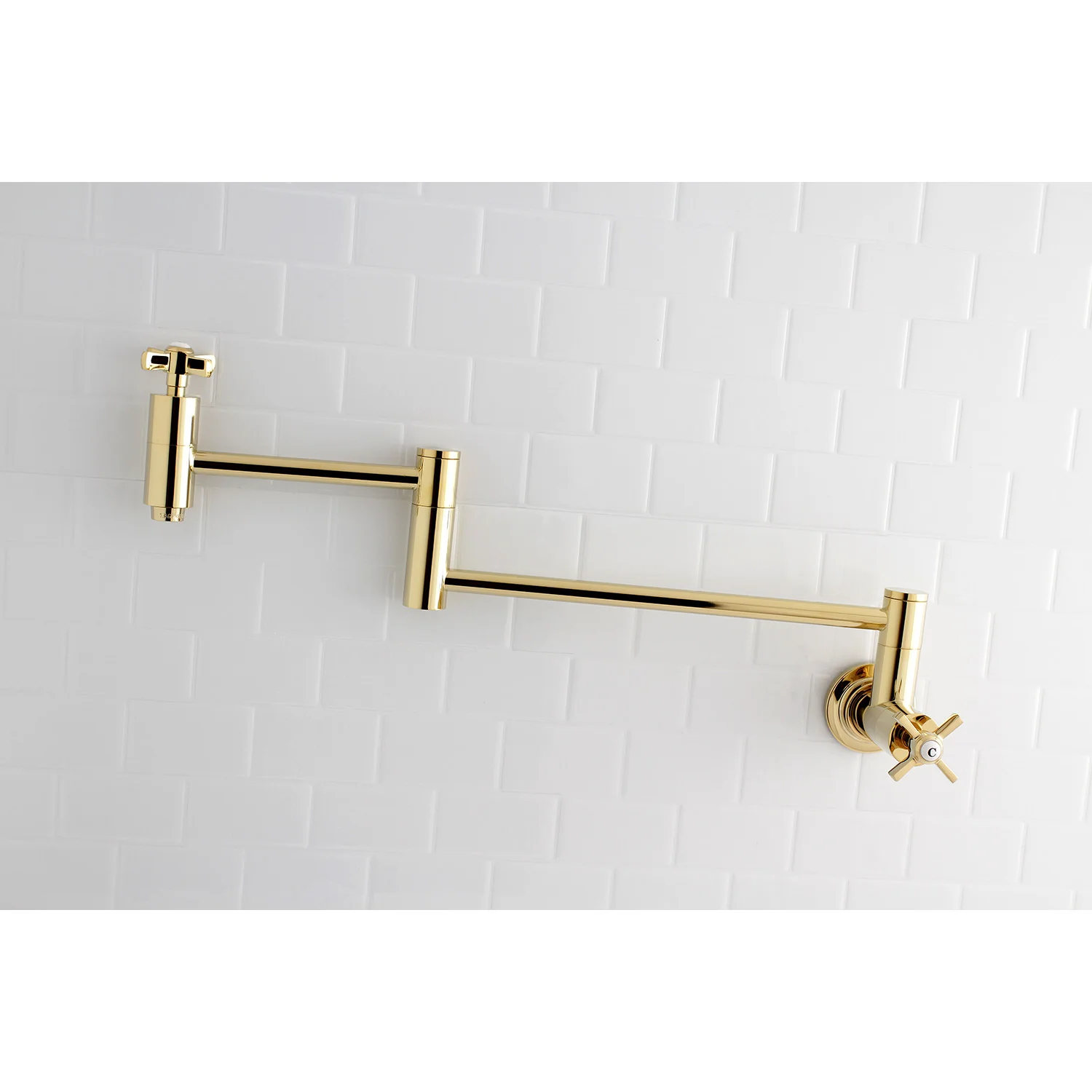 Kingston Sona KS8102ZX - Millennium Two-Handle 1-Hole Wall Mount Pot Filler Faucet, Polished Brass - Image 2