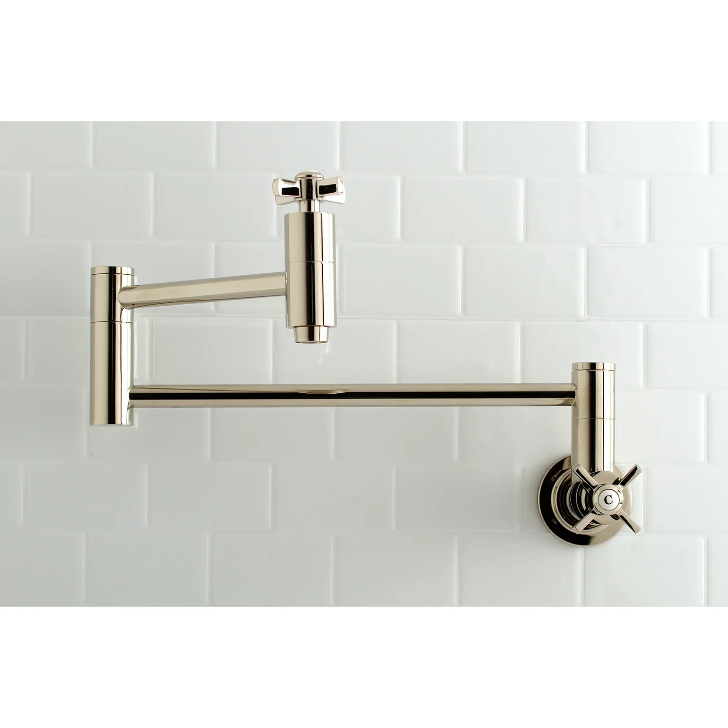 Kingston Sona KS8106ZX - Millennium Two-Handle 1-Hole Wall Mount Pot Filler Faucet, Polished Nickel - Image 2