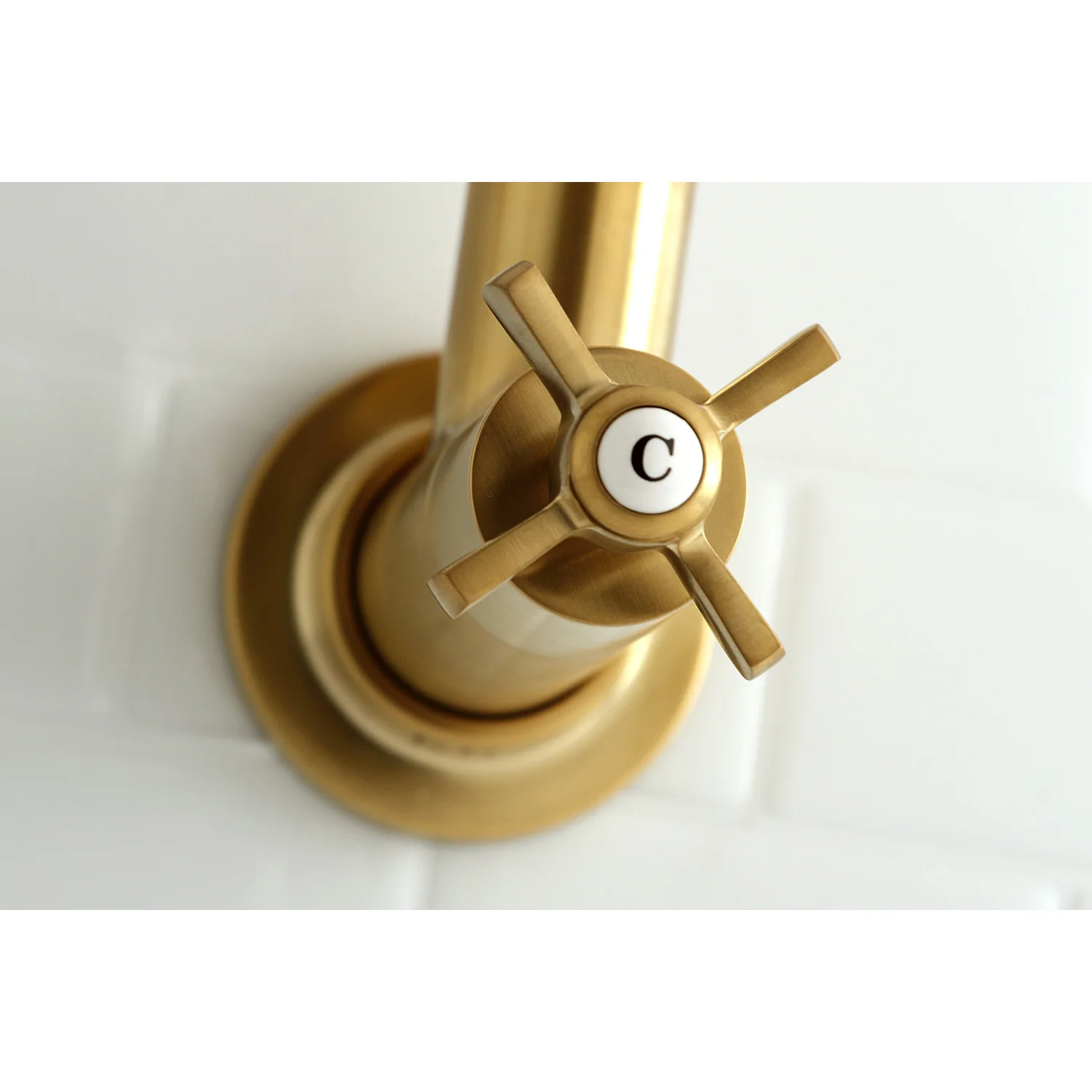 Kingston Sona KS8107ZX - Millennium Two-Handle 1-Hole Wall Mount Pot Filler Faucet, Brushed Brass - Image 3