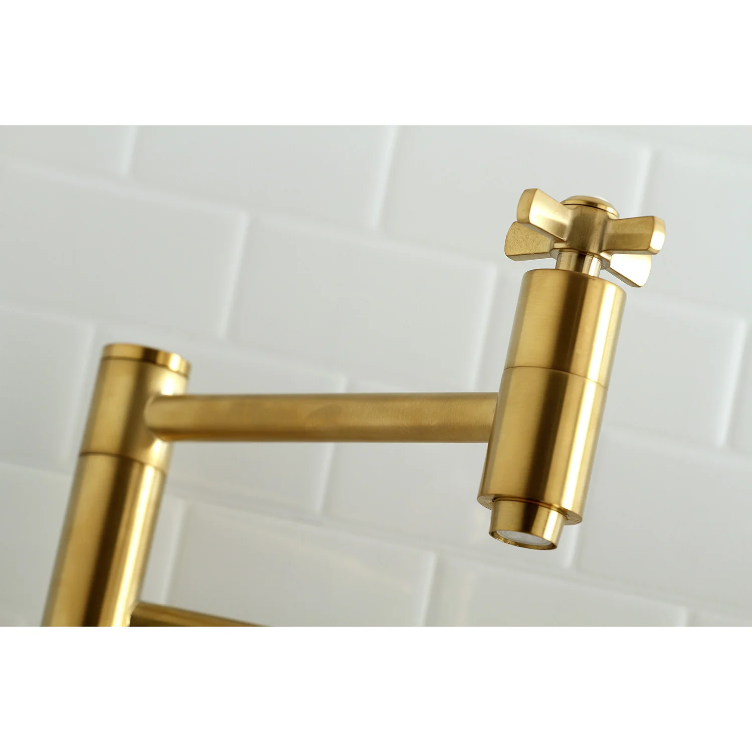 Kingston Sona KS8107ZX - Millennium Two-Handle 1-Hole Wall Mount Pot Filler Faucet, Brushed Brass - Image 4