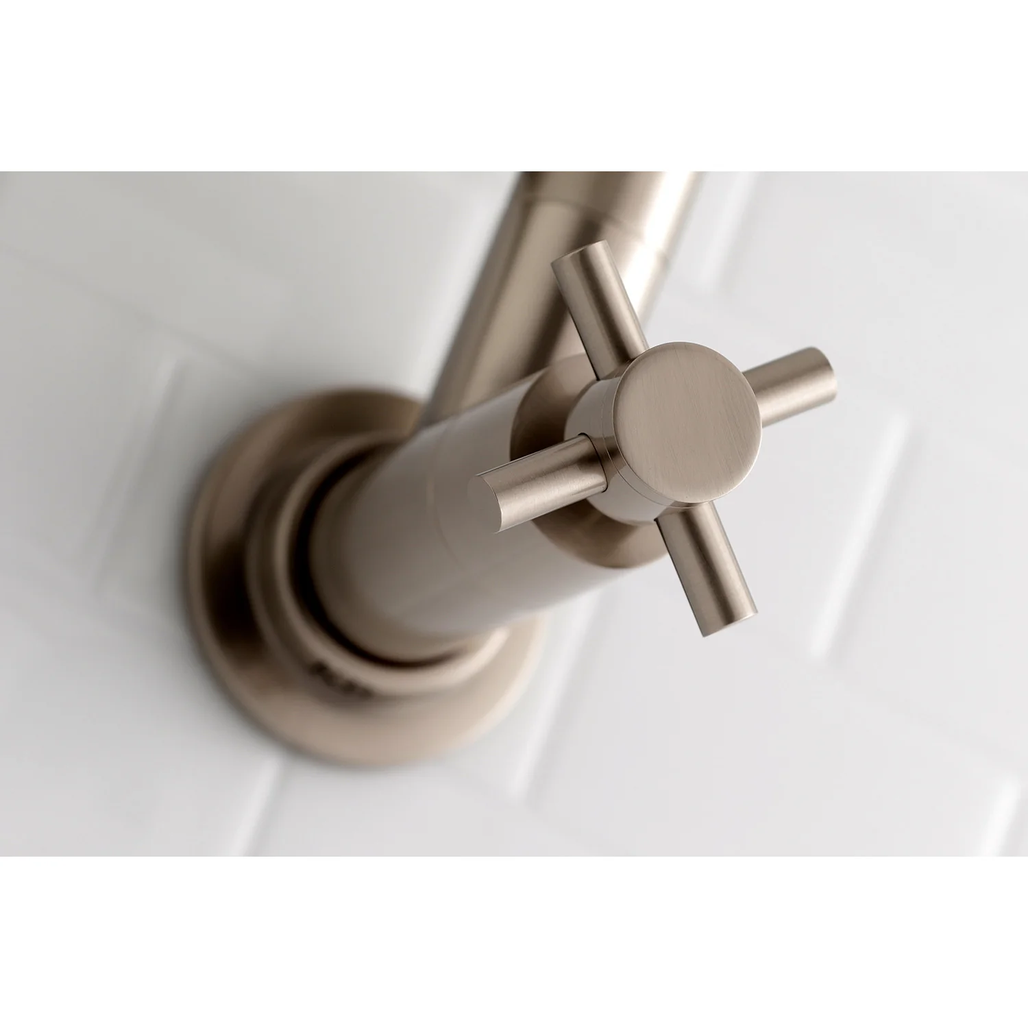 Kingston Sona KS8108DX - Concord Two-Handle 1-Hole Wall Mount Pot Filler Faucet, Brushed Nickel - Image 5