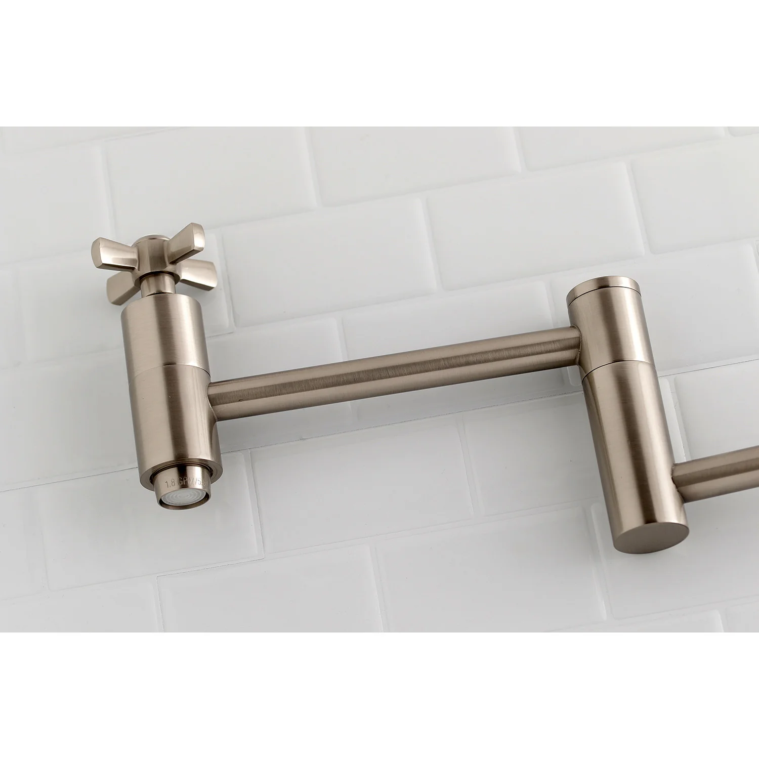 Kingston Sona KS8108ZX - Millennium Two-Handle 1-Hole Wall Mount Pot Filler Faucet, Brushed Nickel - Image 3