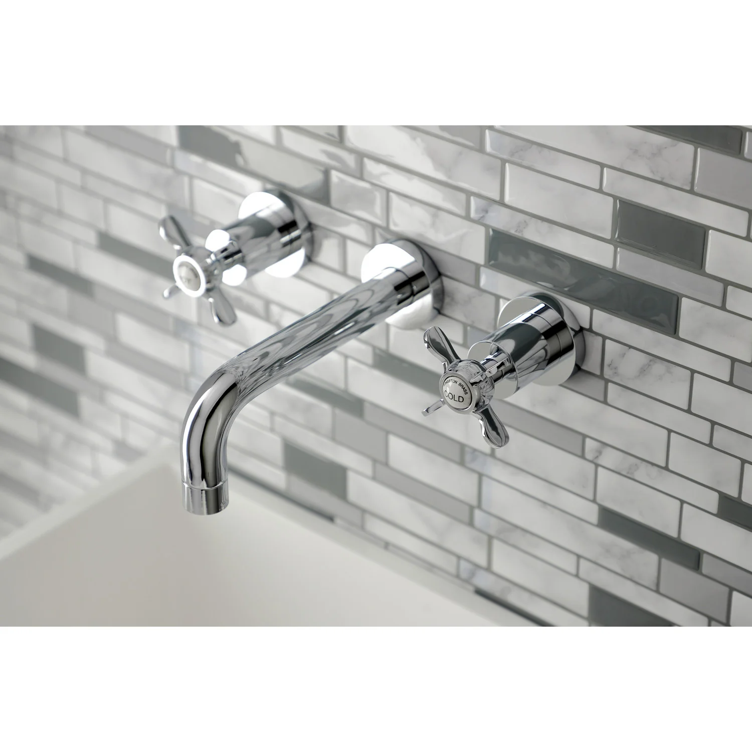 Kingston Sona KS8121BEX - Essex Double-Handle 3-Hole Wall Mount Bathroom Faucet, Polished Chrome - Image 2