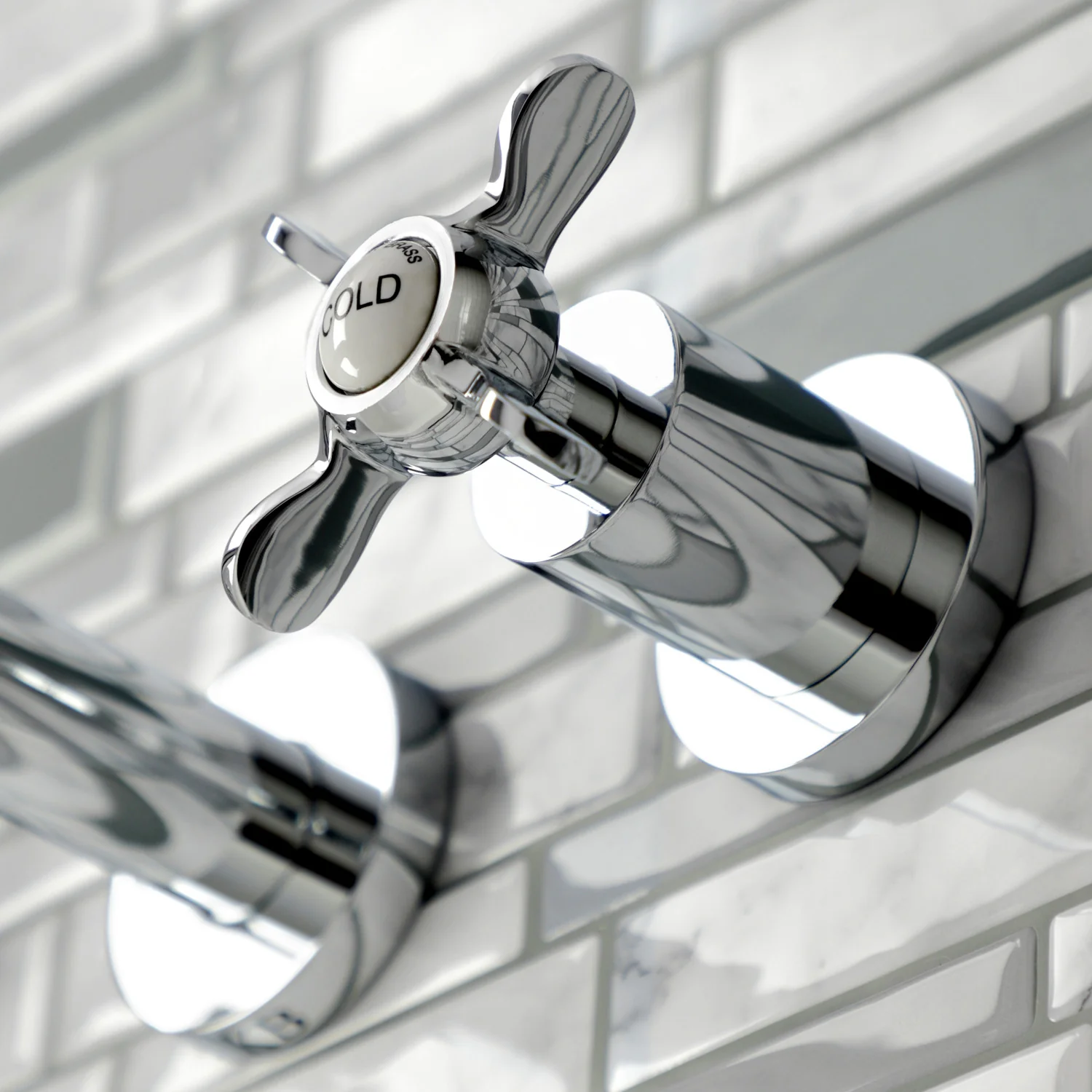 Kingston Sona KS8121BEX - Essex Double-Handle 3-Hole Wall Mount Bathroom Faucet, Polished Chrome - Image 6