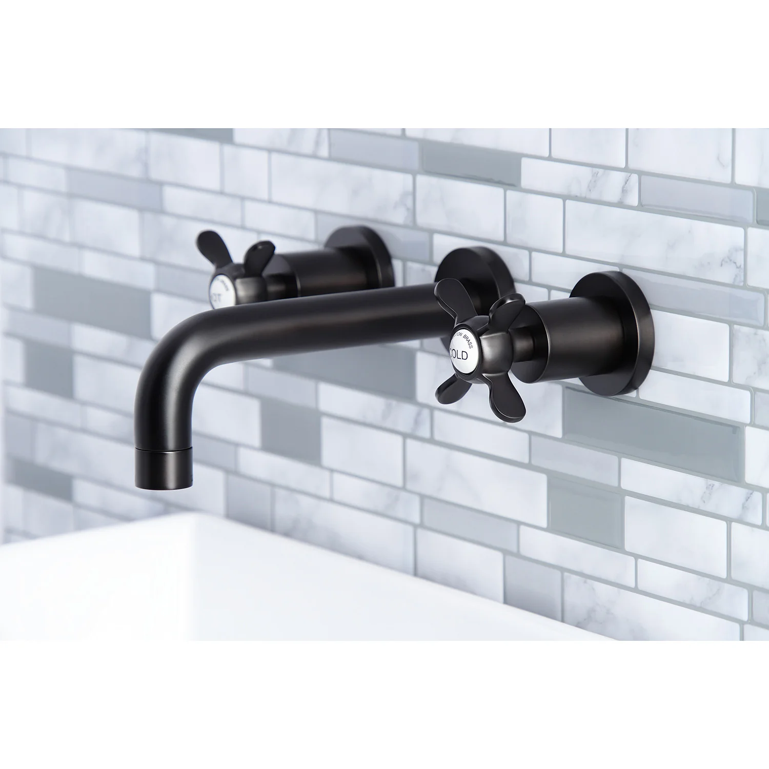 Kingston Sona KS8125BEX - Essex Double-Handle 3-Hole Wall Mount Bathroom Faucet, Oil Rubbed Bronze - Image 2