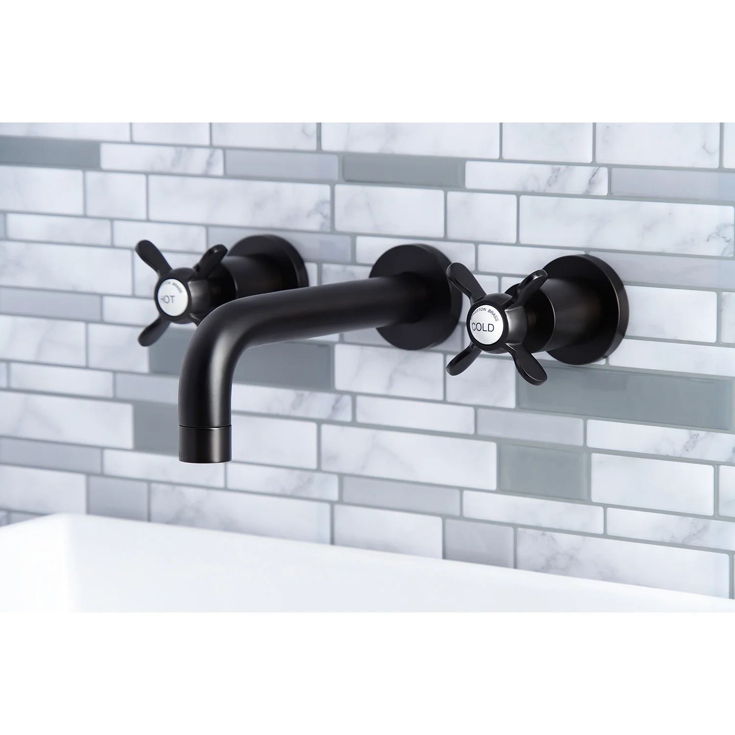 Kingston Sona KS8125BEX - Essex Double-Handle 3-Hole Wall Mount Bathroom Faucet, Oil Rubbed Bronze - Image 3