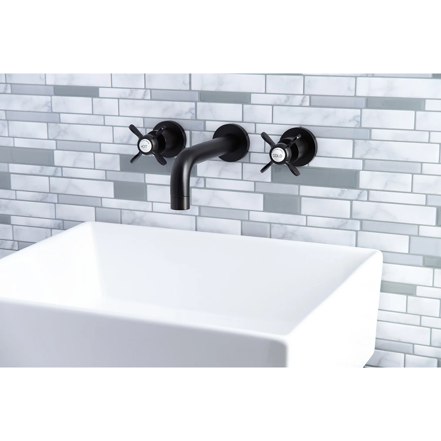 Kingston Sona KS8125BEX - Essex Double-Handle 3-Hole Wall Mount Bathroom Faucet, Oil Rubbed Bronze - Image 4