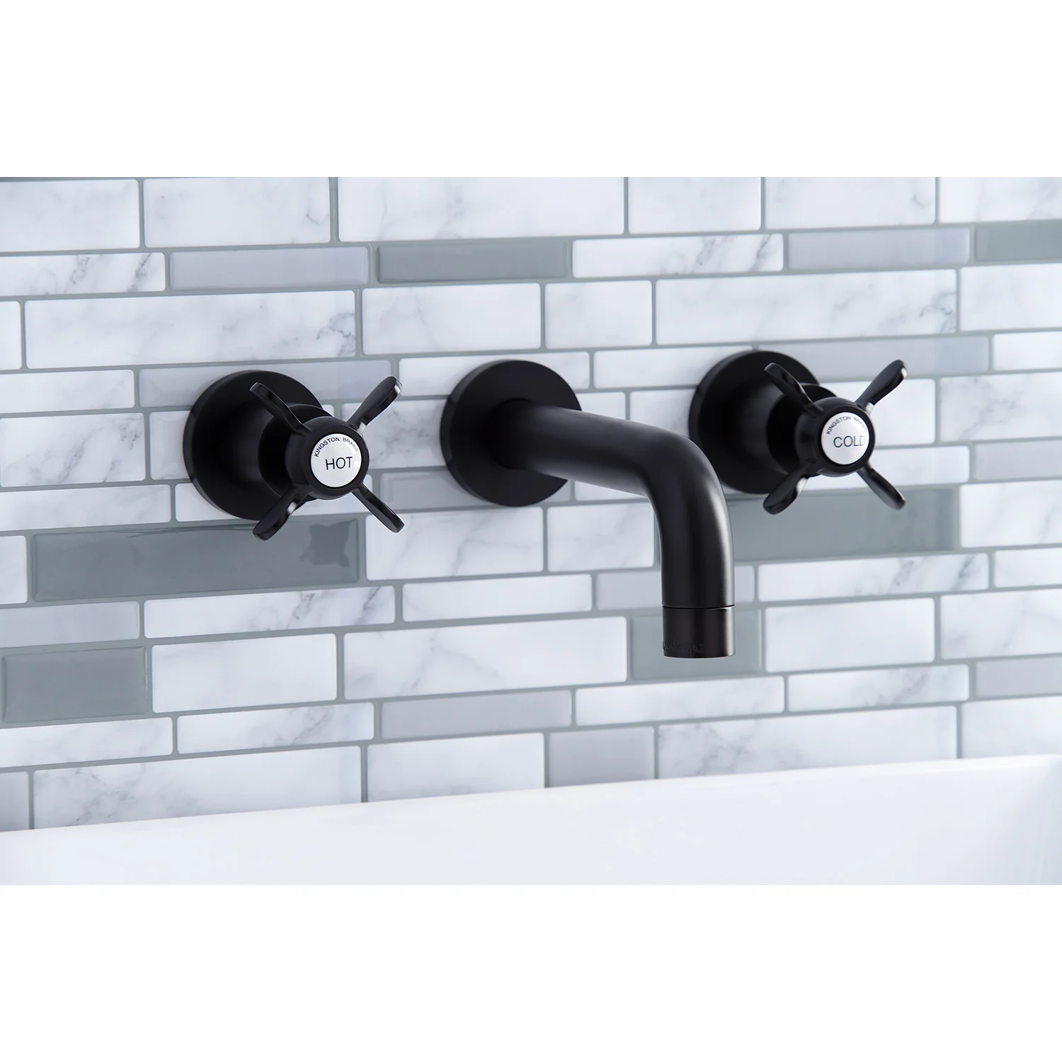 Kingston Sona KS8125BEX - Essex Double-Handle 3-Hole Wall Mount Bathroom Faucet, Oil Rubbed Bronze - Image 6