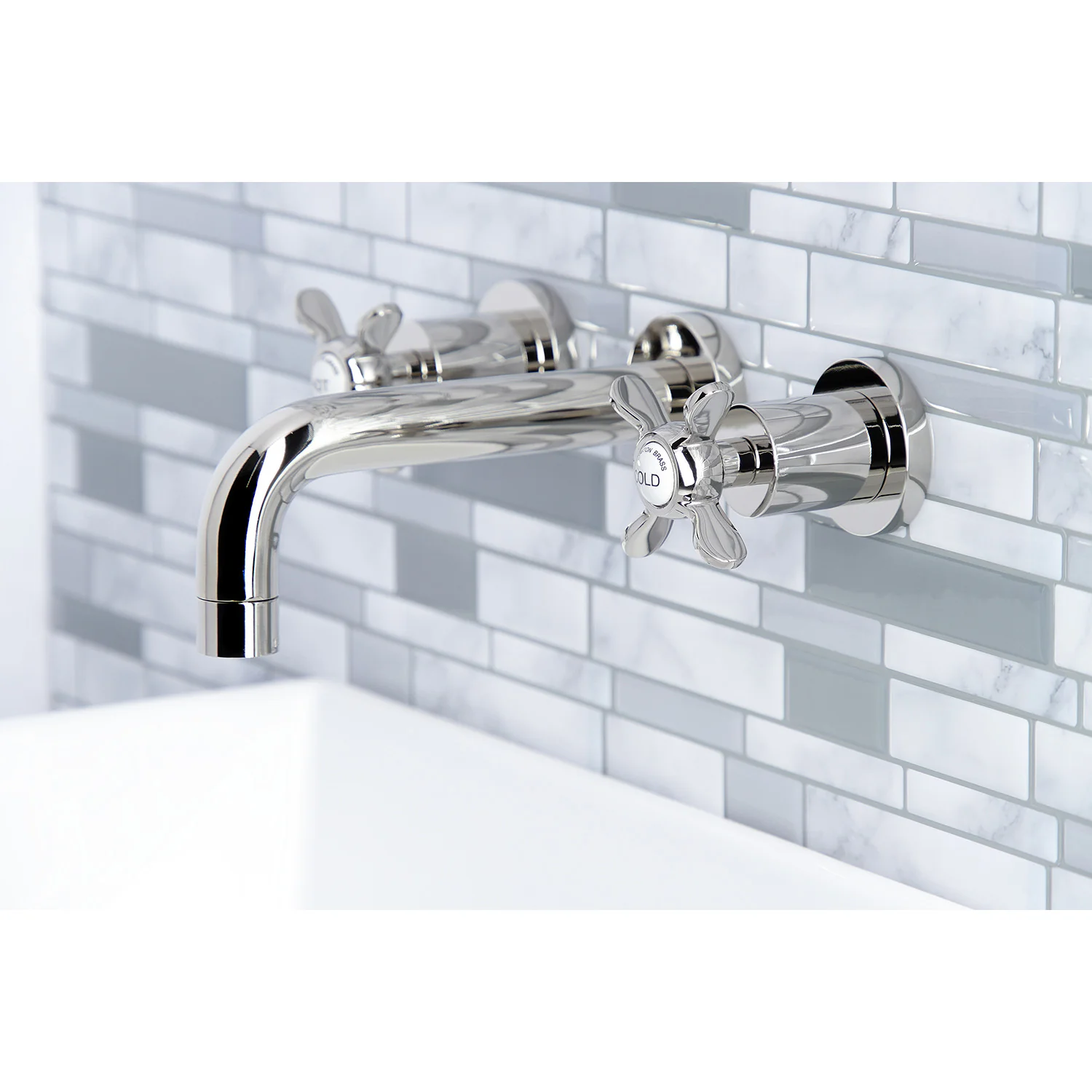 Kingston Sona KS8126BEX - Essex Double-Handle 3-Hole Wall Mount Bathroom Faucet, Polished Nickel - Image 2