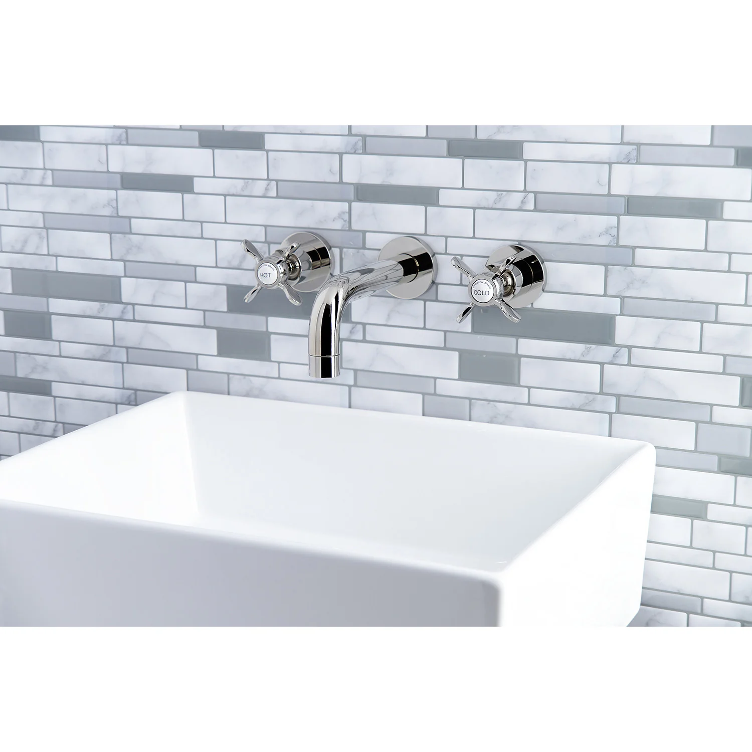 Kingston Sona KS8126BEX - Essex Double-Handle 3-Hole Wall Mount Bathroom Faucet, Polished Nickel - Image 5