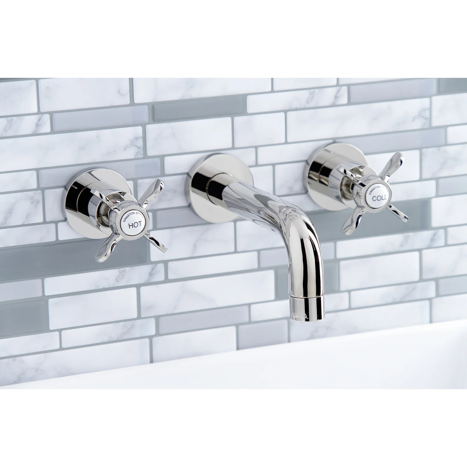 Kingston Sona KS8126BEX - Essex Double-Handle 3-Hole Wall Mount Bathroom Faucet, Polished Nickel - Image 6