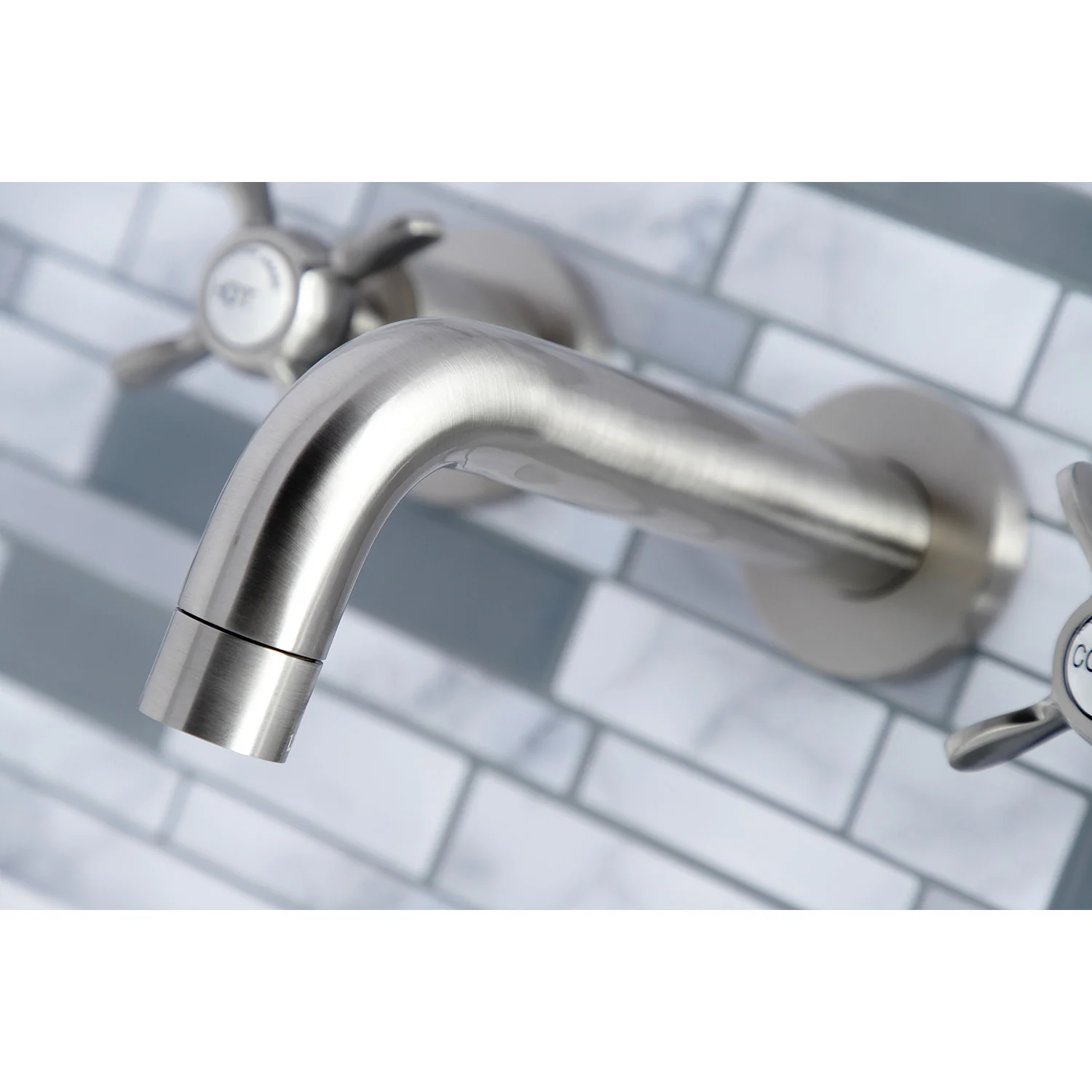 Kingston Sona KS8128BEX - Essex Double-Handle 3-Hole Wall Mount Bathroom Faucet, Brushed Nickel - Image 7