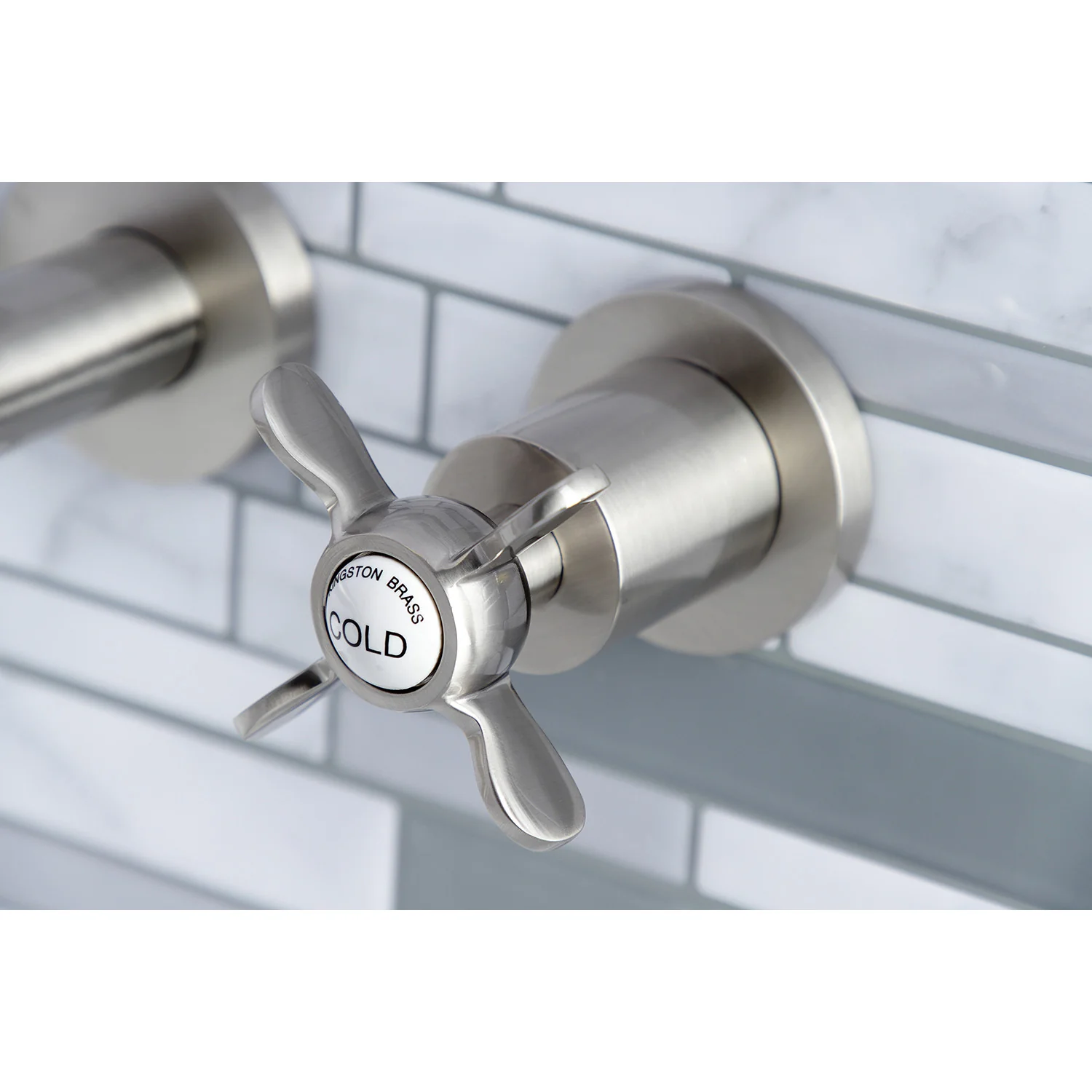 Kingston Sona KS8128BEX - Essex Double-Handle 3-Hole Wall Mount Bathroom Faucet, Brushed Nickel - Image 8