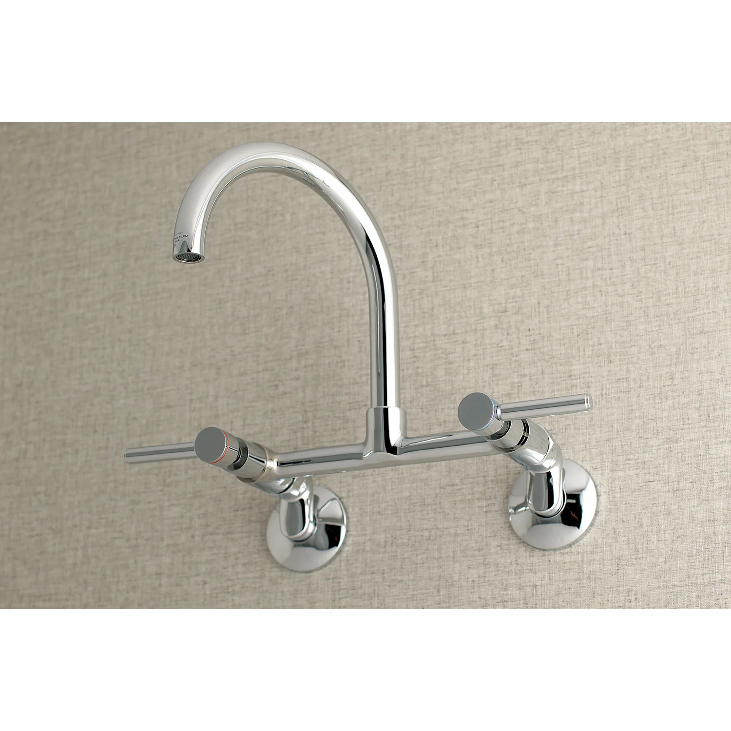 Kingston Sona KS814C - Concord Two-Handle 2-Hole Wall Mount Bridge Kitchen Faucet, Polished Chrome - Image 2