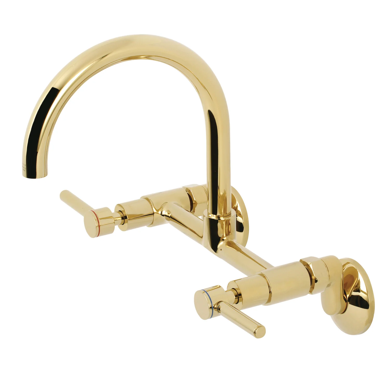 Kingston Sona KS814PB - Concord Two-Handle 2-Hole Wall Mount Bridge Kitchen Faucet, Polished Brass