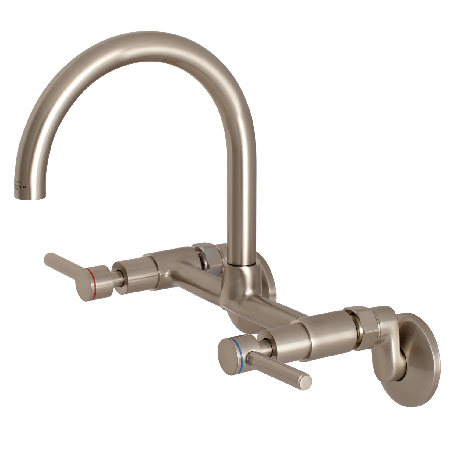 Kingston Sona KS814SN - Concord Two-Handle 2-Hole Wall Mount Bridge Kitchen Faucet, Brushed Nickel
