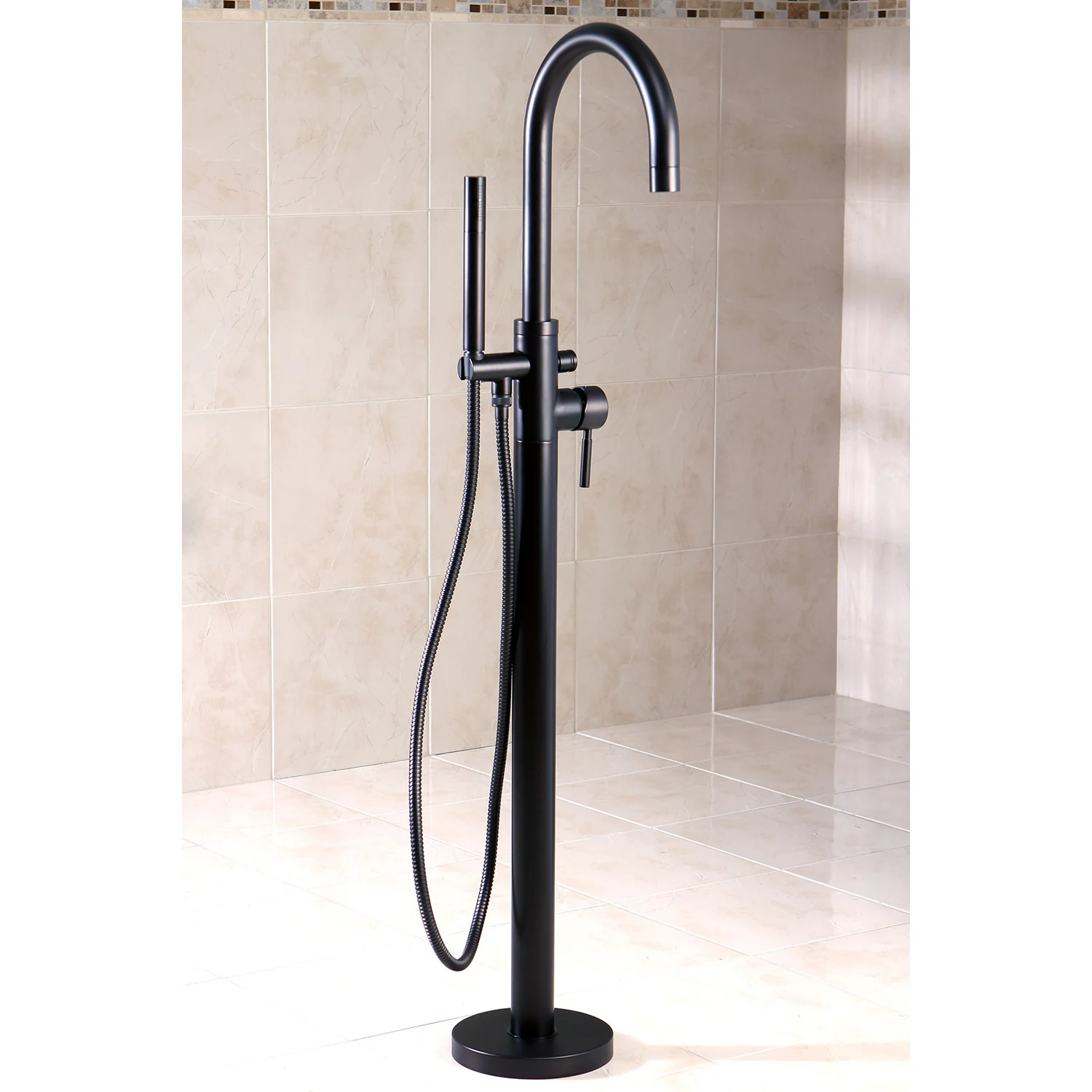 Kingston Sona KS8155DL - Concord Single-Handle 1-Hole Freestanding Tub Faucet with Hand Shower, Oil Rubbed Bronze - Image 4