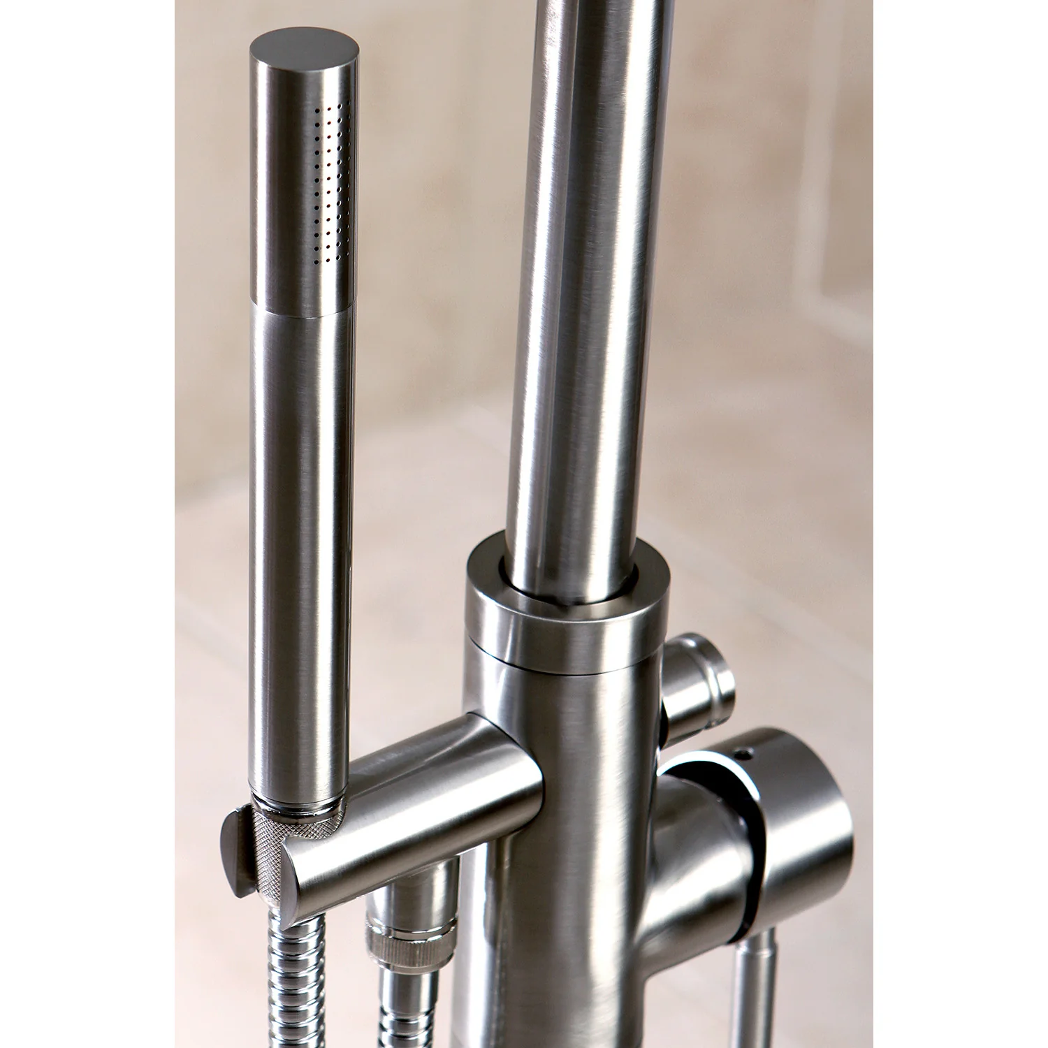 Kingston Sona KS8158DL - Concord Single-Handle 1-Hole Freestanding Tub Faucet with Hand Shower, Brushed Nickel - Image 9