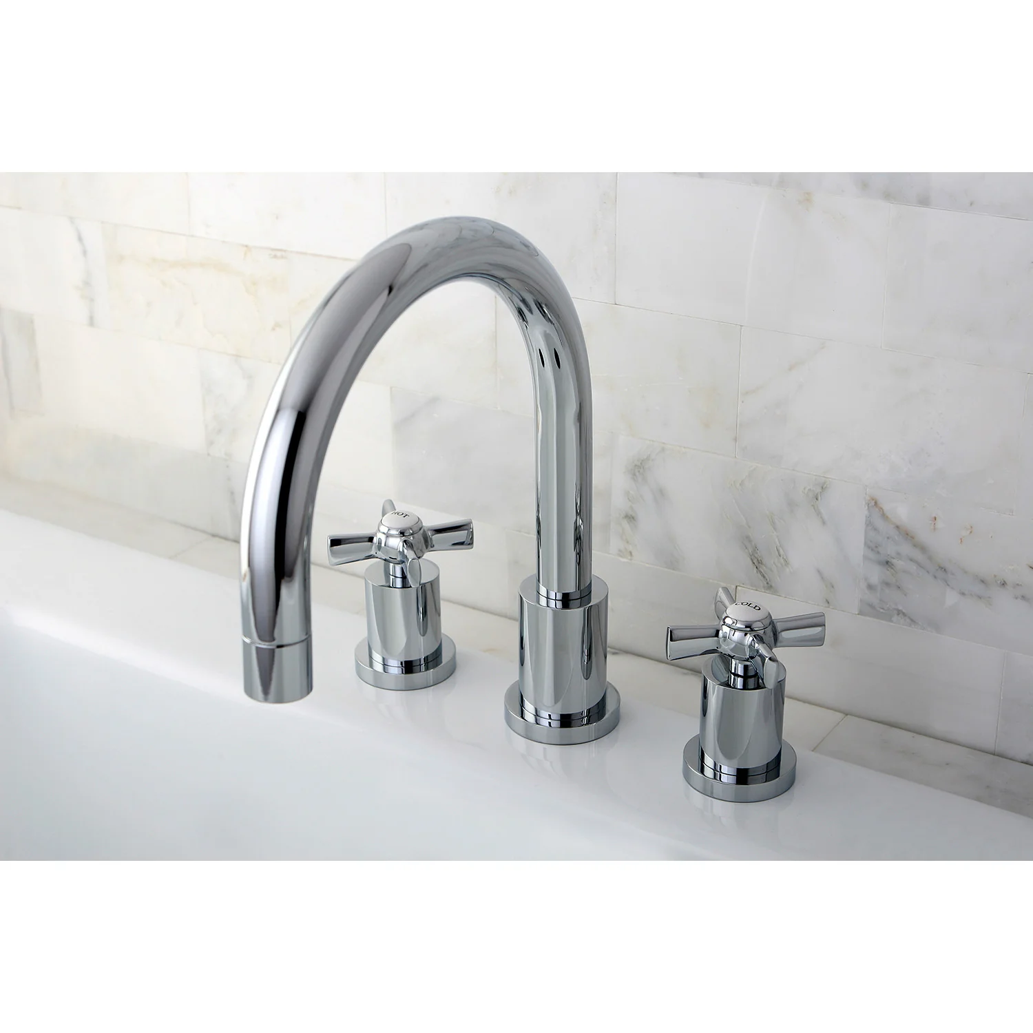 Kingston Tulare KS8321ZX - Millennium Two-Handle 3-Hole Deck Mount Roman Tub Faucet, Polished Chrome - Image 2
