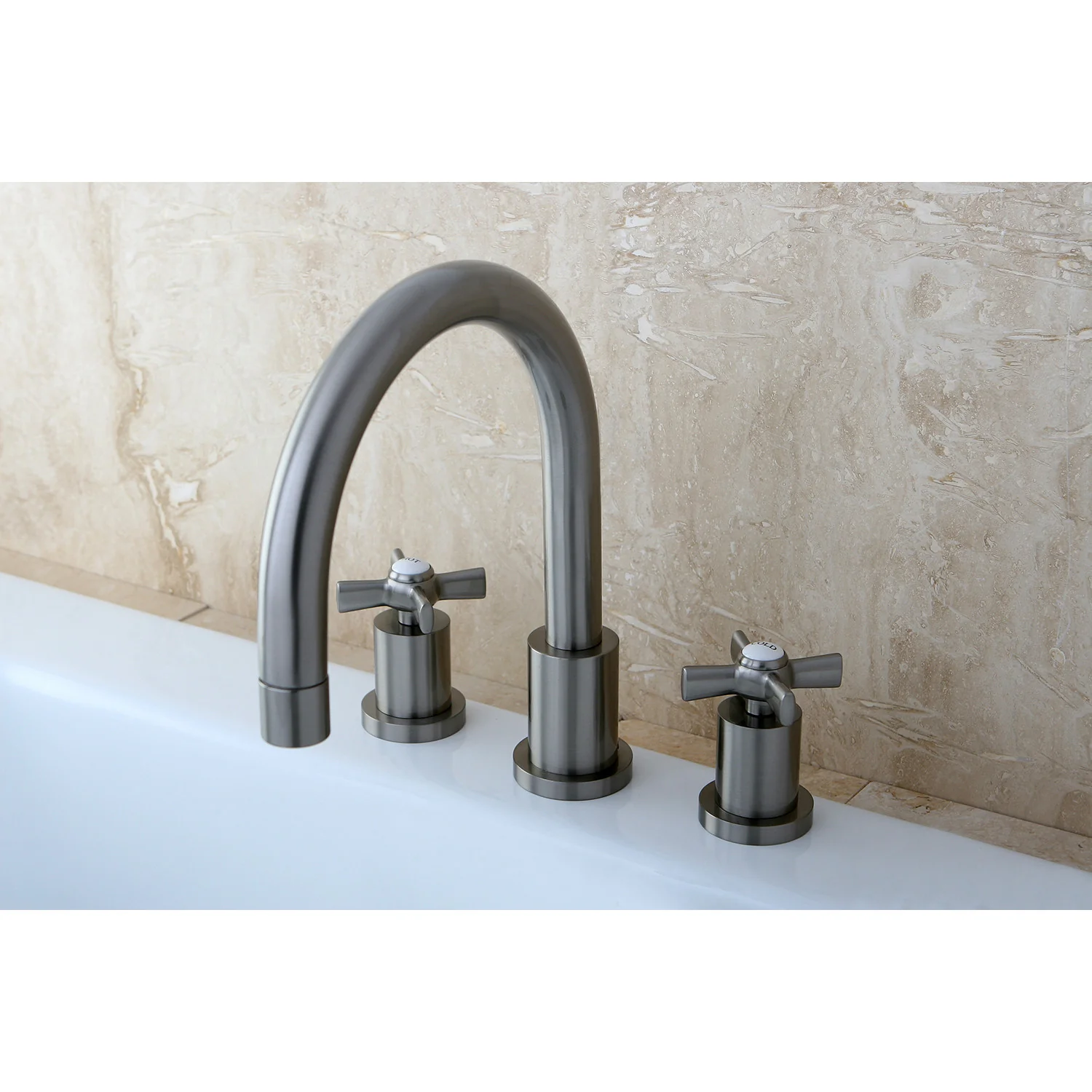 Kingston Tulare KS8328ZX - Millennium Two-Handle 3-Hole Deck Mount Roman Tub Faucet, Brushed Nickel - Image 2