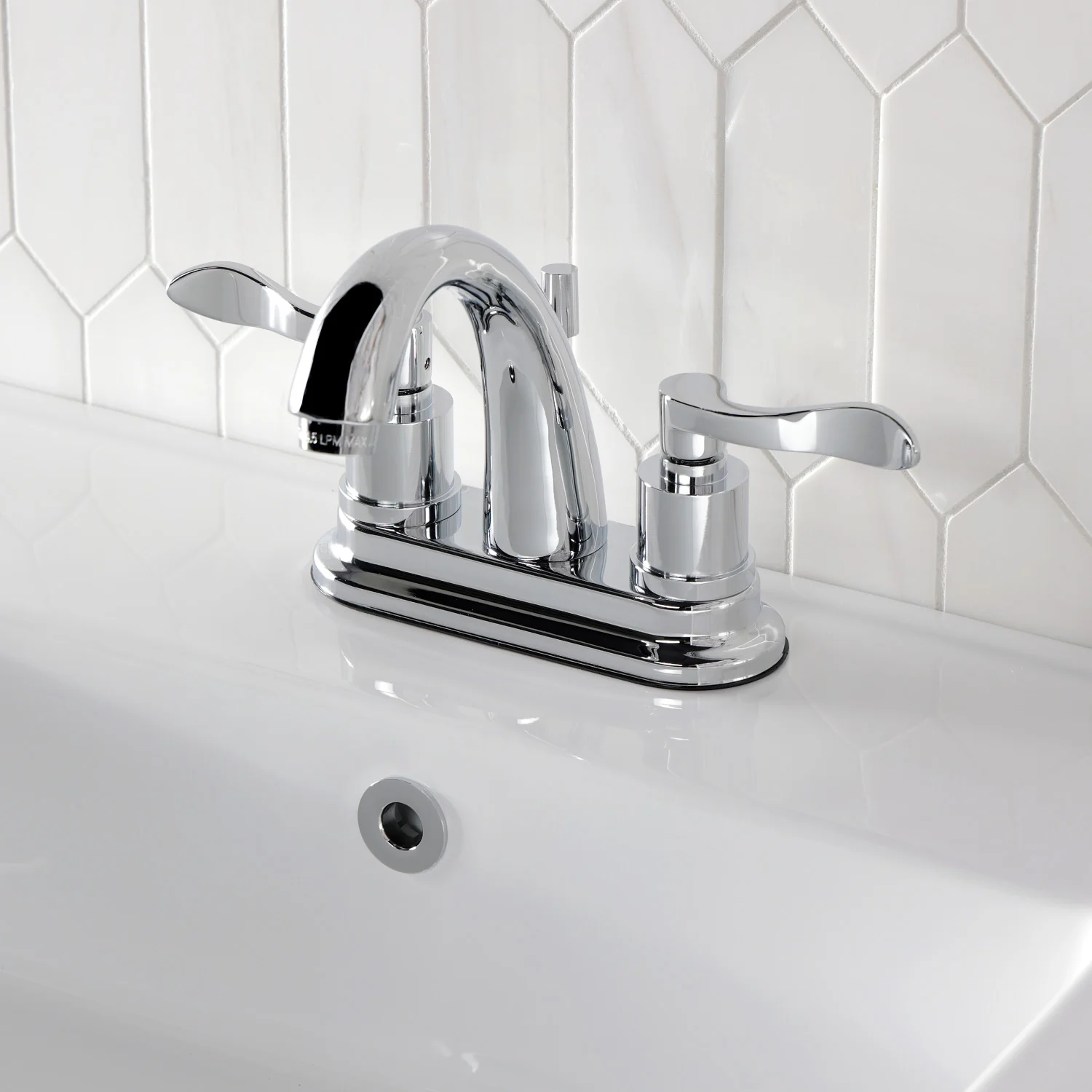 Kingston Tulare KS8611DFL Double-Handle 3-Hole Deck Mount 4-Inch Centerset Bathroom Faucet with Brass Pop-Up, Polished Chrome - Image 2