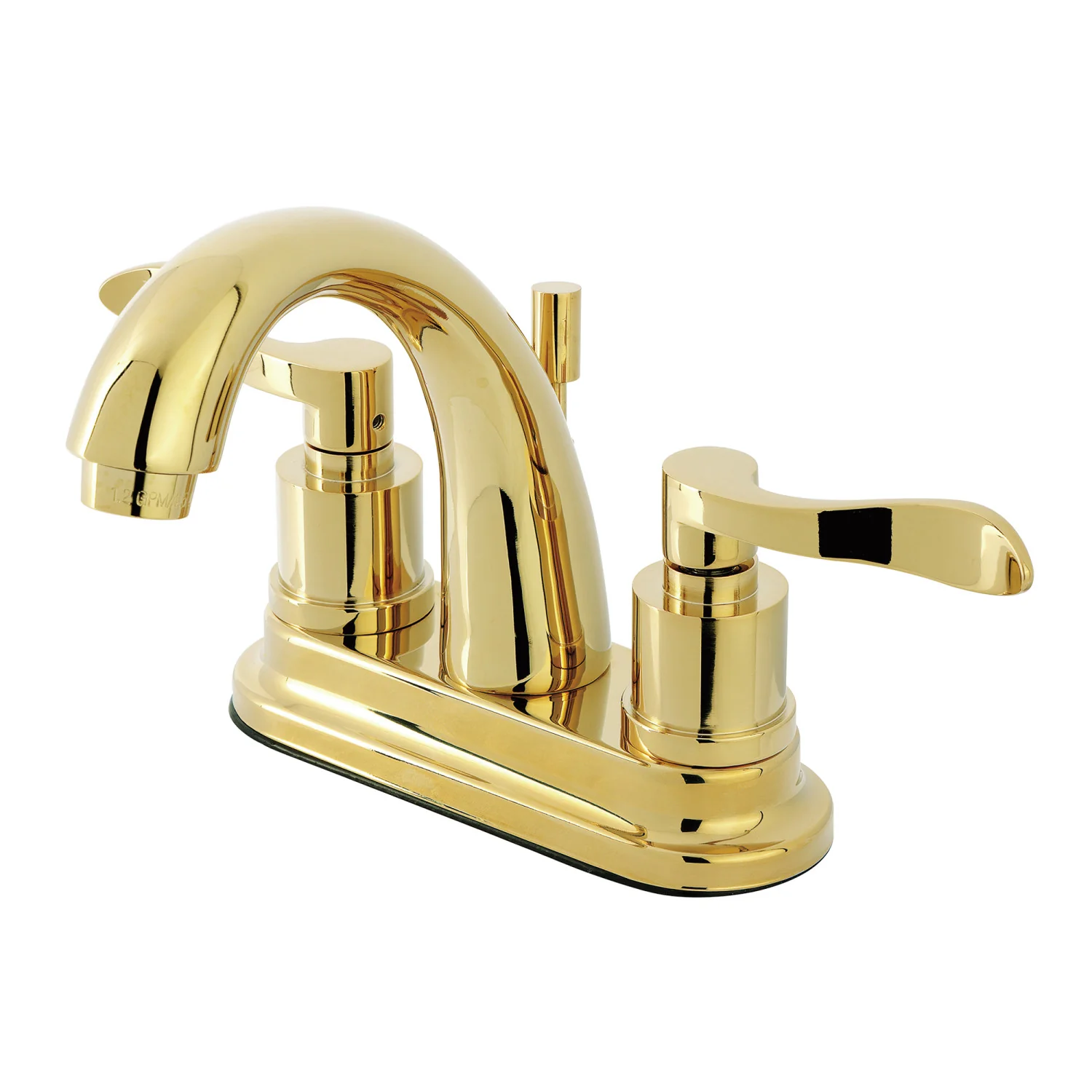 Kingston Tulare KS8612DFL Double-Handle 3-Hole Deck Mount 4-Inch Centerset Bathroom Faucet with Brass Pop-Up, Polished Brass
