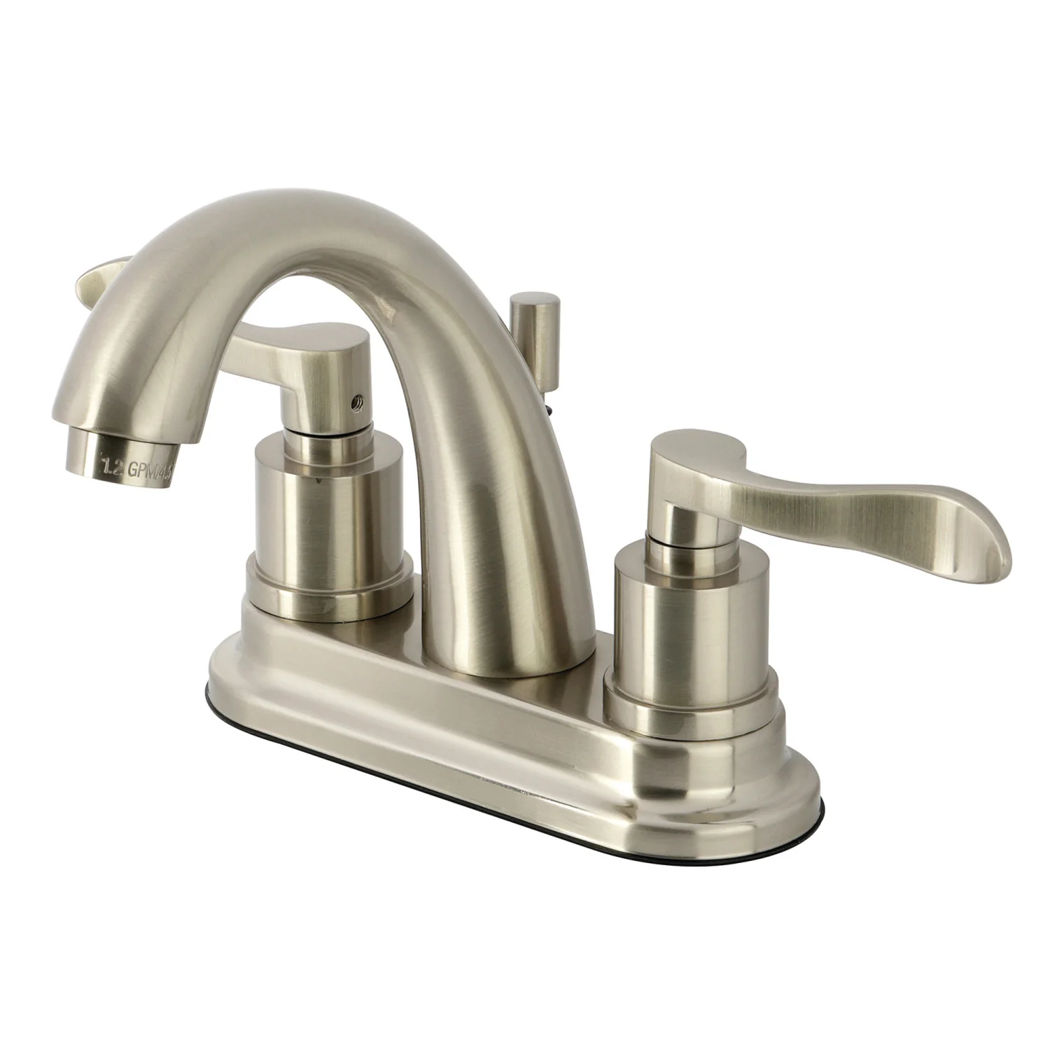Kingston Tulare KS8618DFL Double-Handle 3-Hole Deck Mount 4-Inch Centerset Bathroom Faucet with Brass Pop-Up, Brushed Nickel